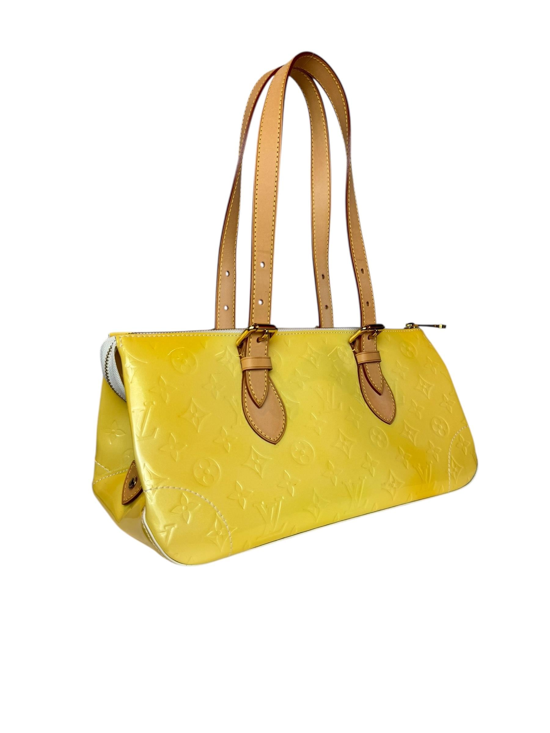 LOUIS VUITTON YELLOW PERLE VERNIS AVENUE BAG