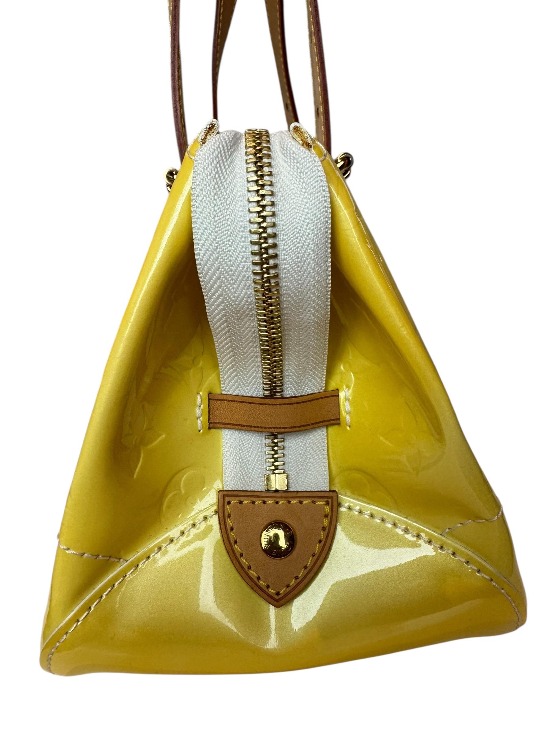 LOUIS VUITTON YELLOW PERLE VERNIS AVENUE BAG