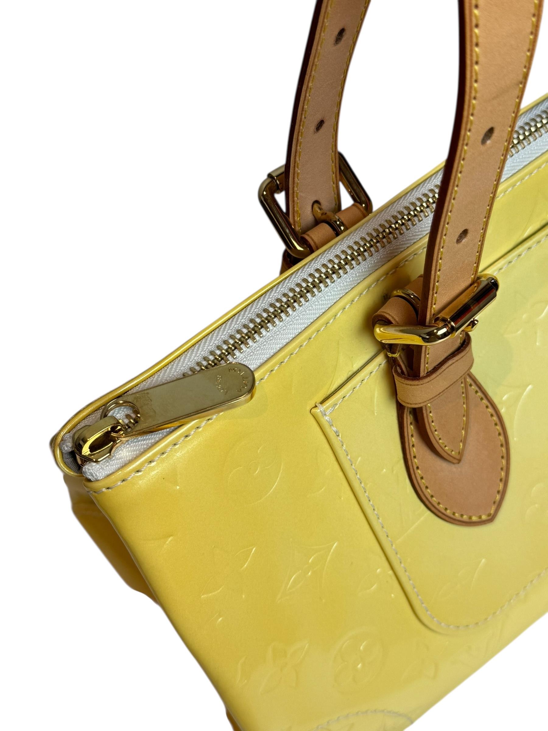 LOUIS VUITTON YELLOW PERLE VERNIS AVENUE BAG