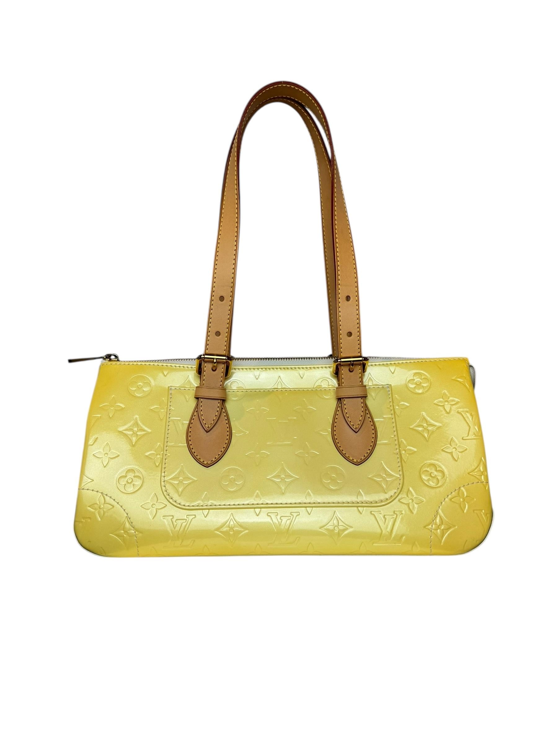 LOUIS VUITTON YELLOW PERLE VERNIS AVENUE BAG