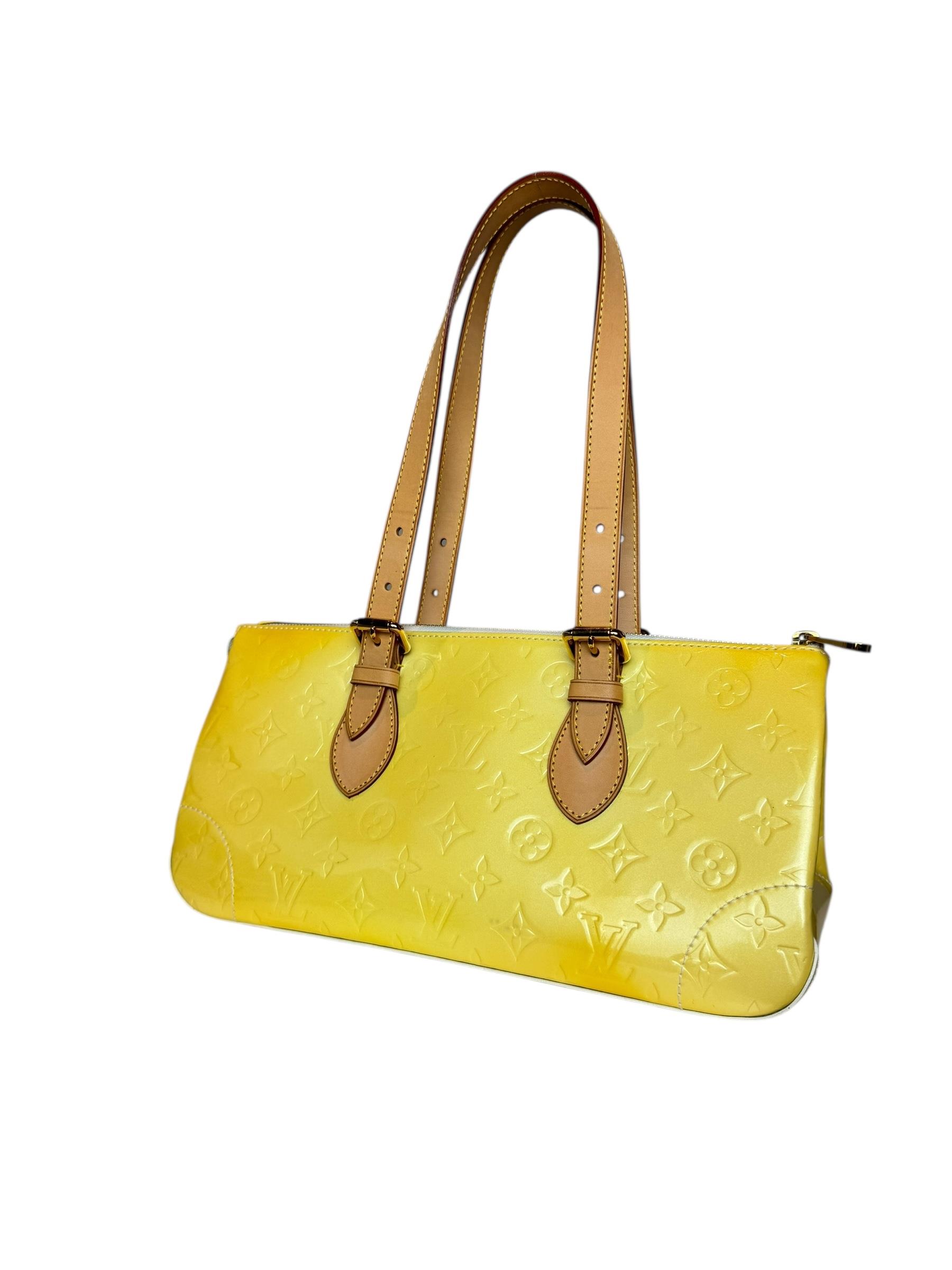 LOUIS VUITTON YELLOW PERLE VERNIS AVENUE BAG
