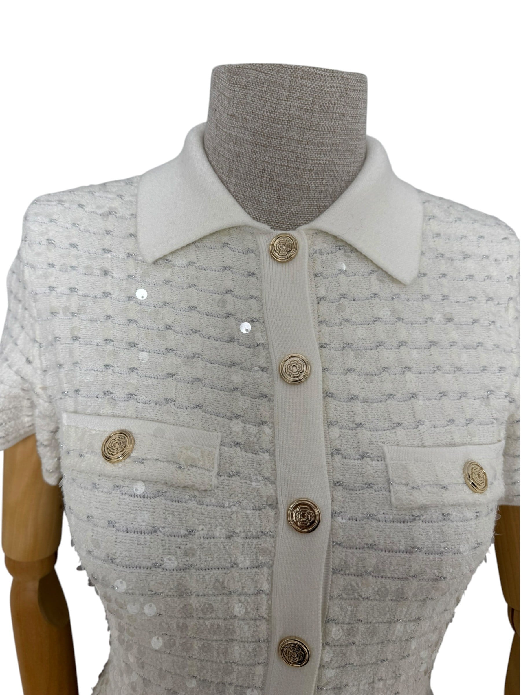 MAJE SEQUIN WHITE DRESS