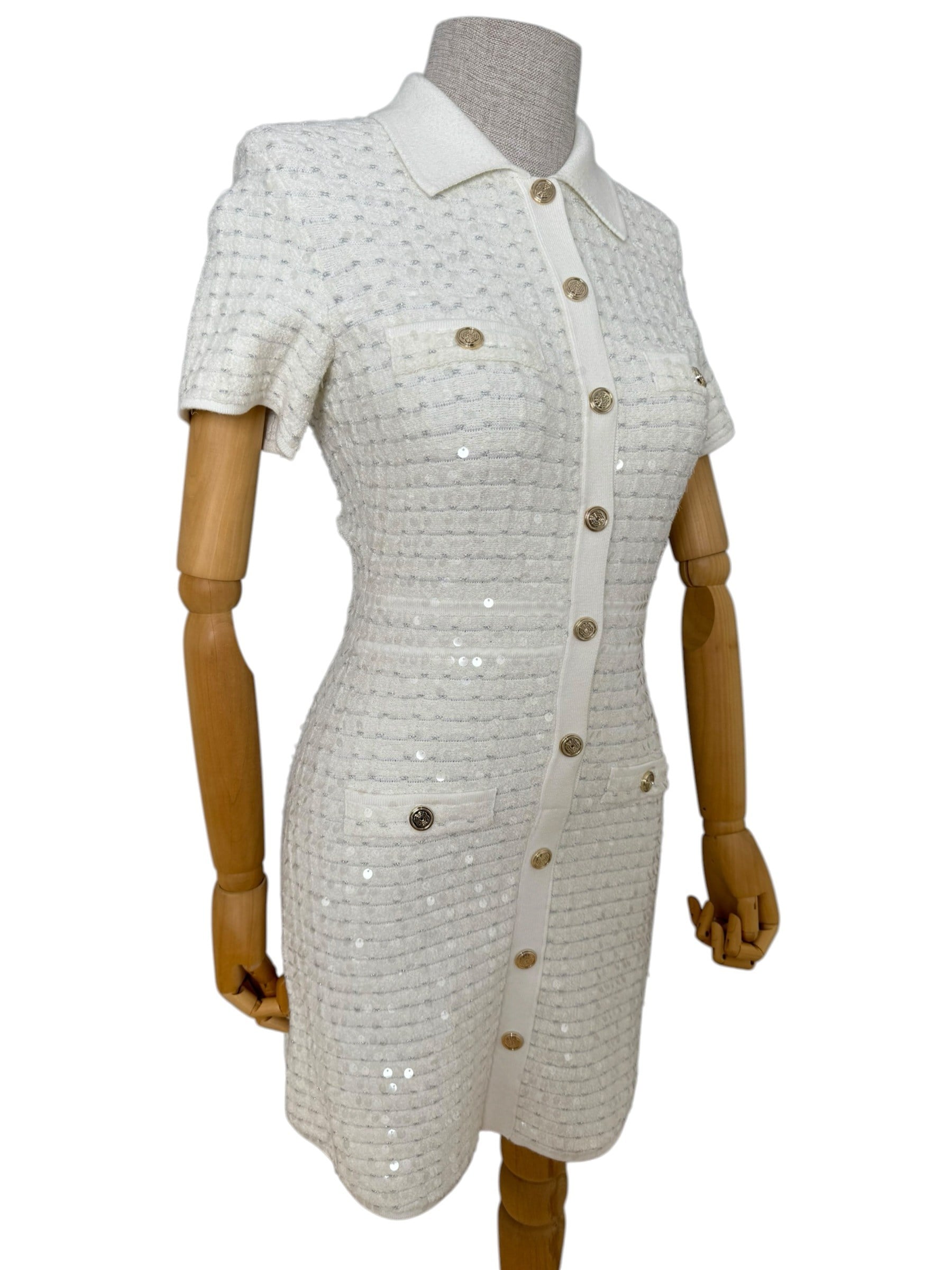 MAJE SEQUIN WHITE DRESS