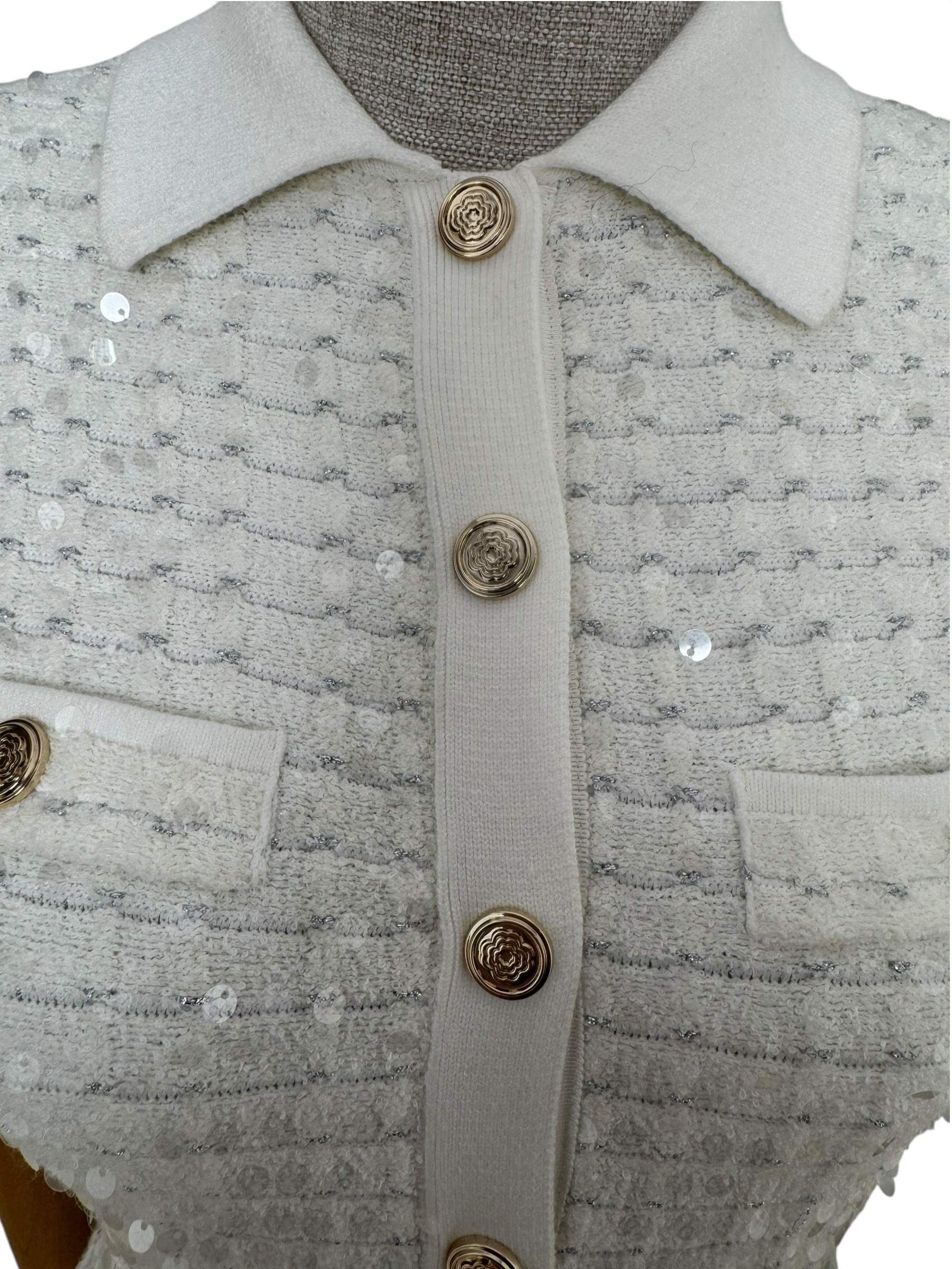 MAJE SEQUIN WHITE DRESS