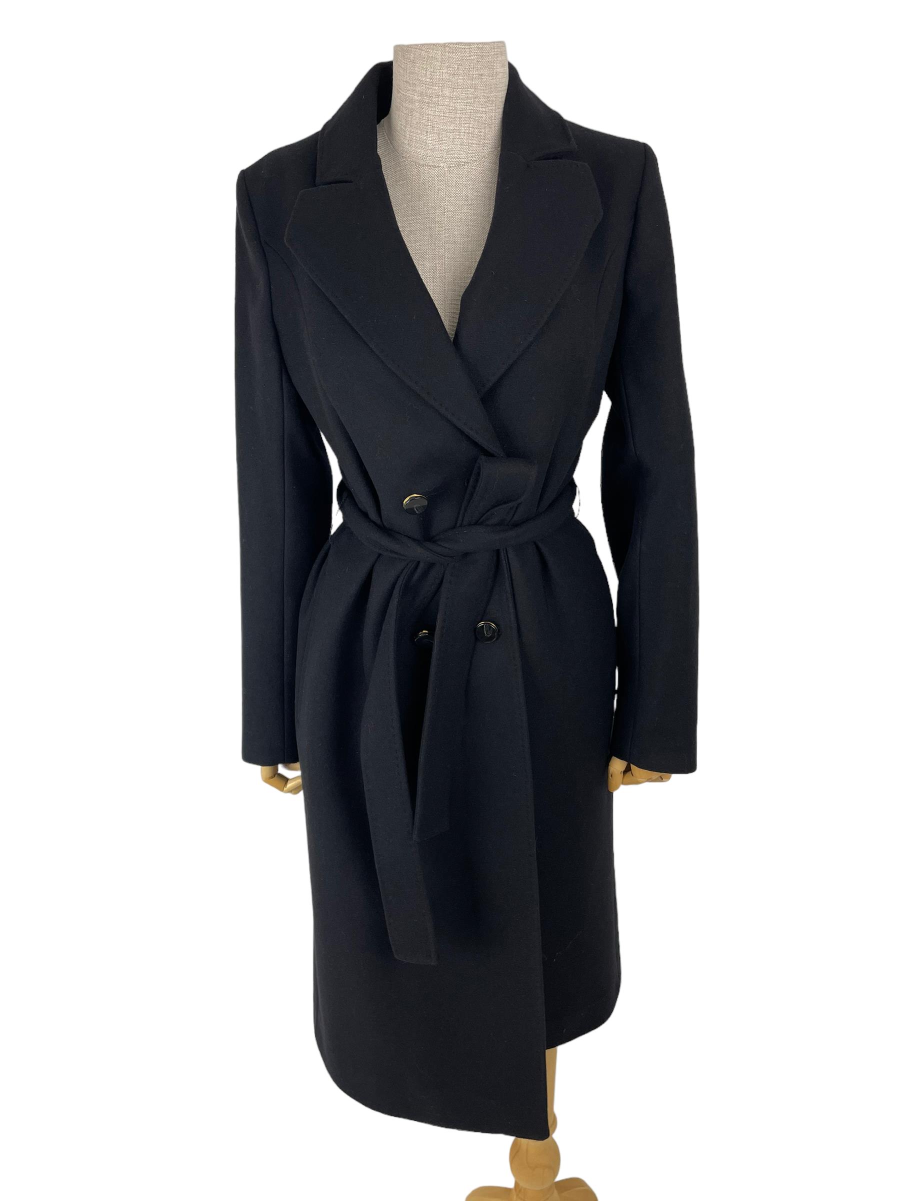 MASSIMO DUTTI BLACK WOOL COAT