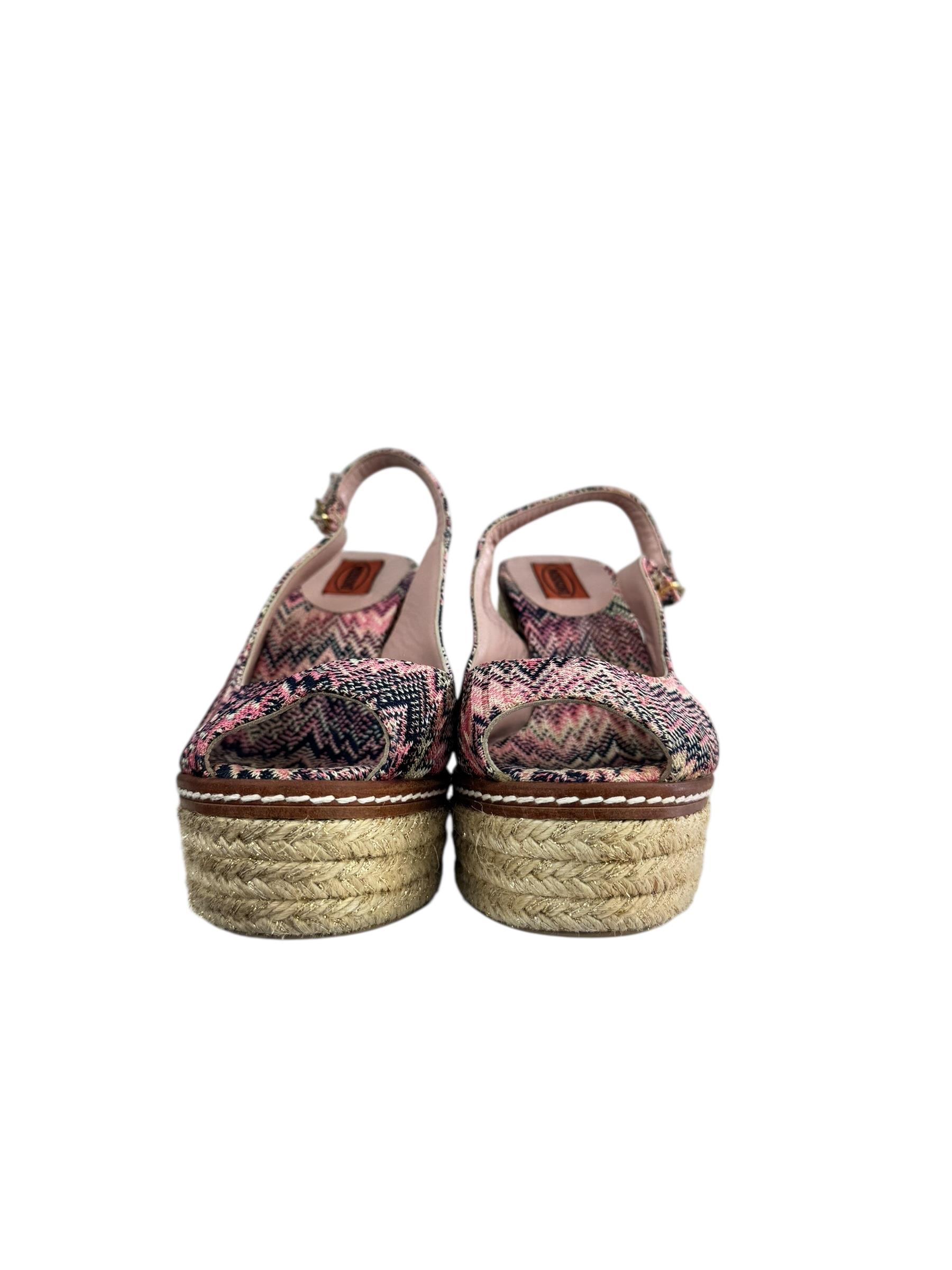 MISSONI MULTICOLOR WEDGE MULES