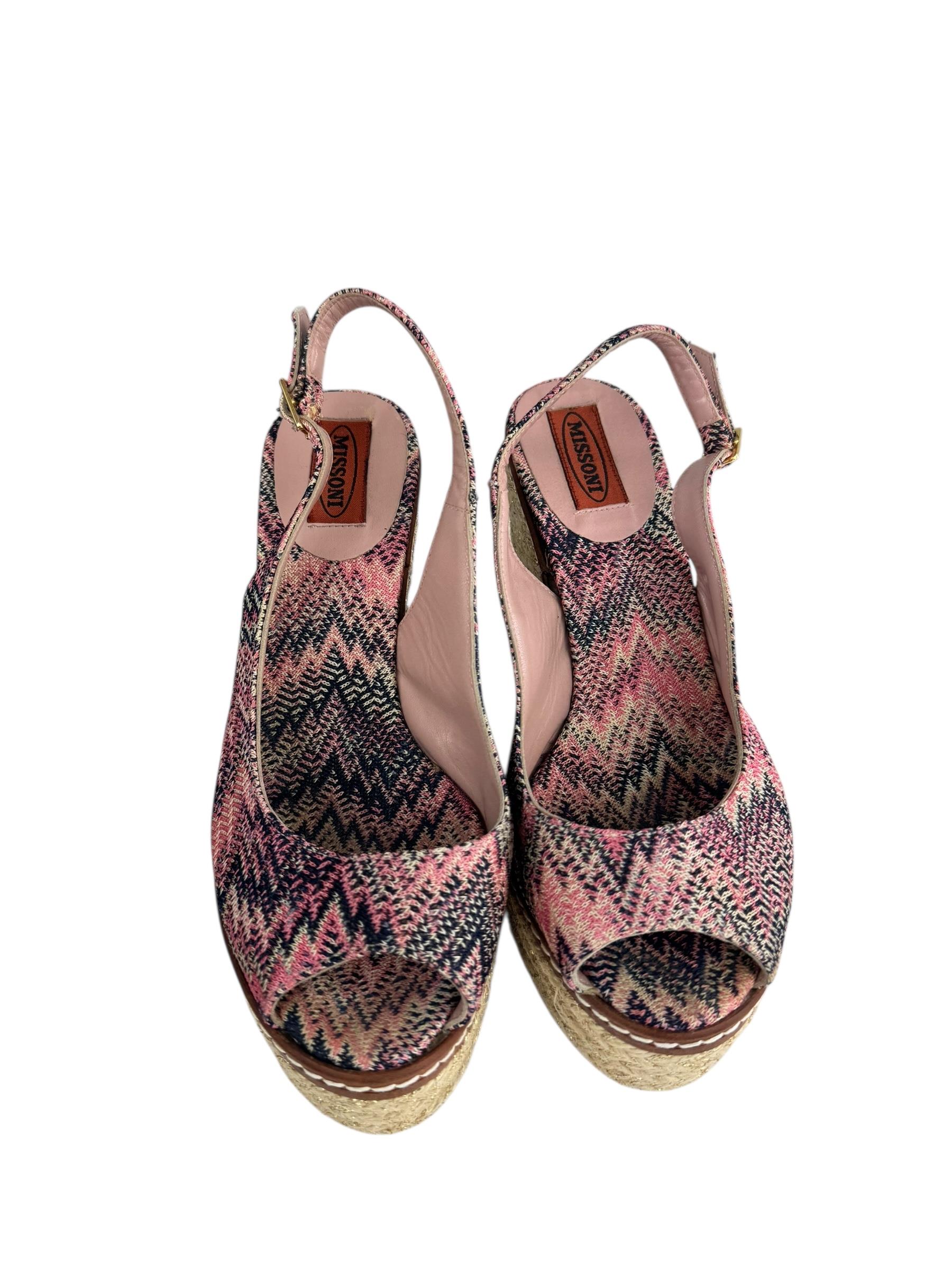 MISSONI MULTICOLOR WEDGE MULES