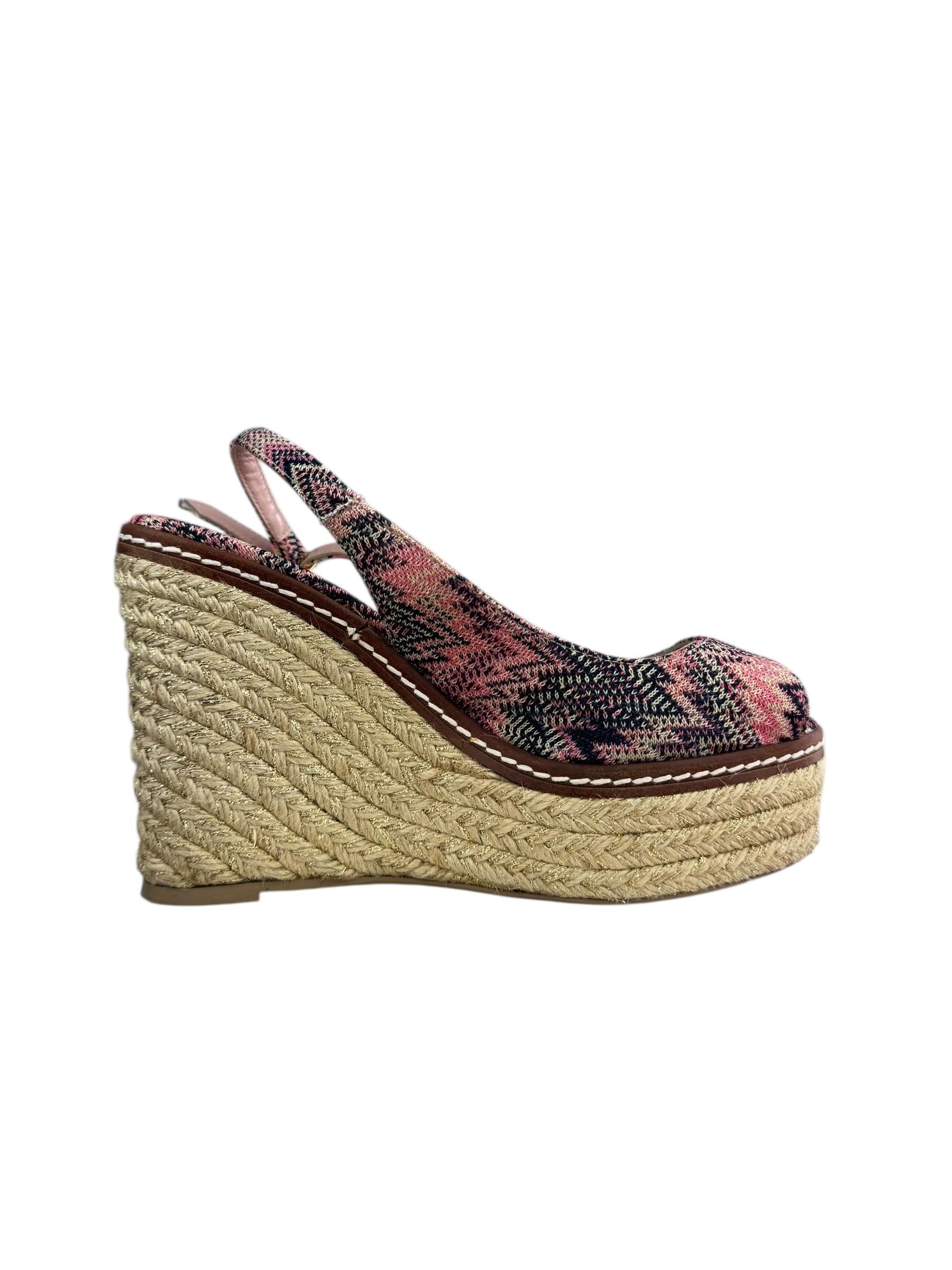 MISSONI MULTICOLOR WEDGE MULES