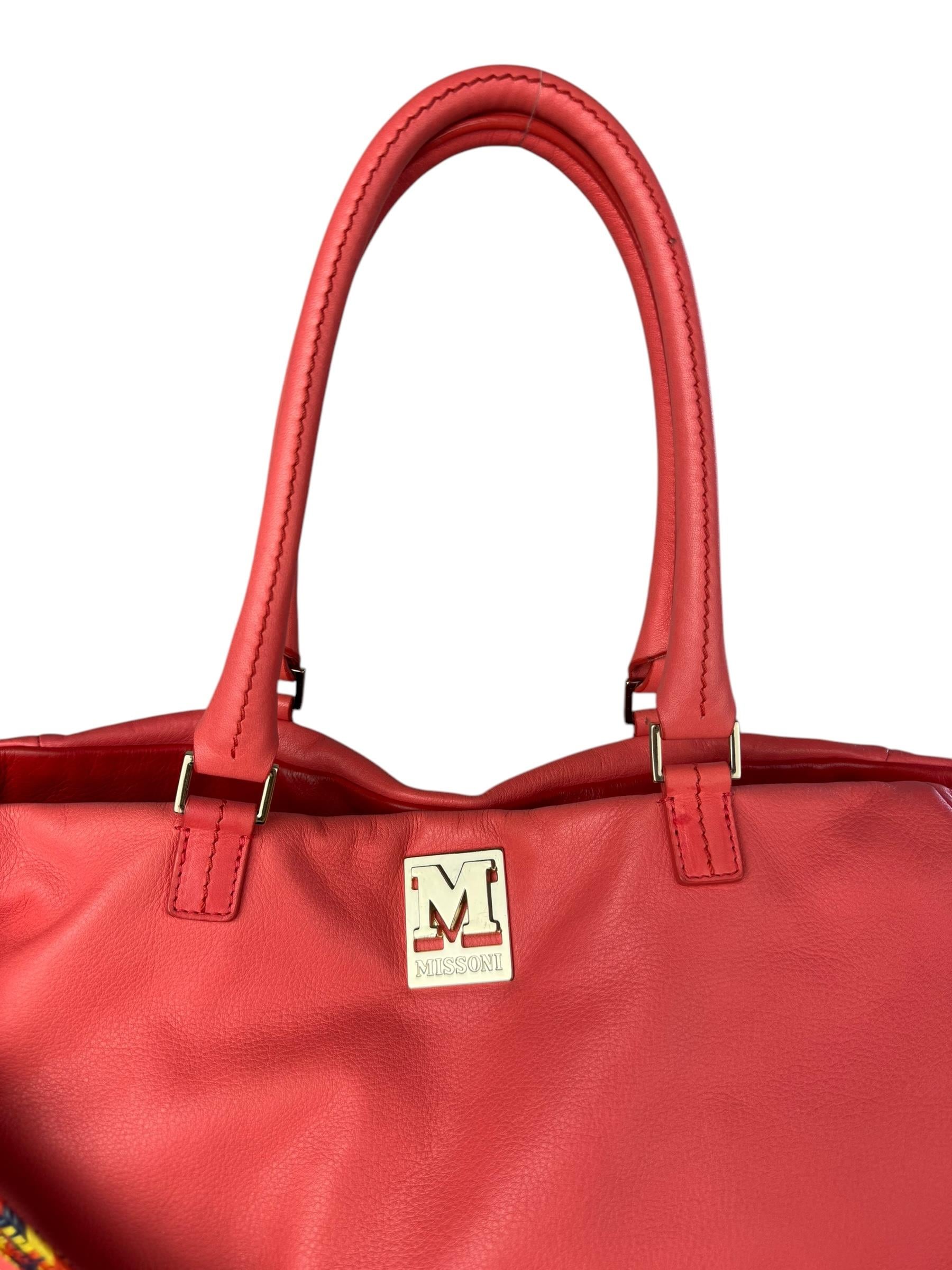 MISSONI PINK LEATHER TOTE BAG