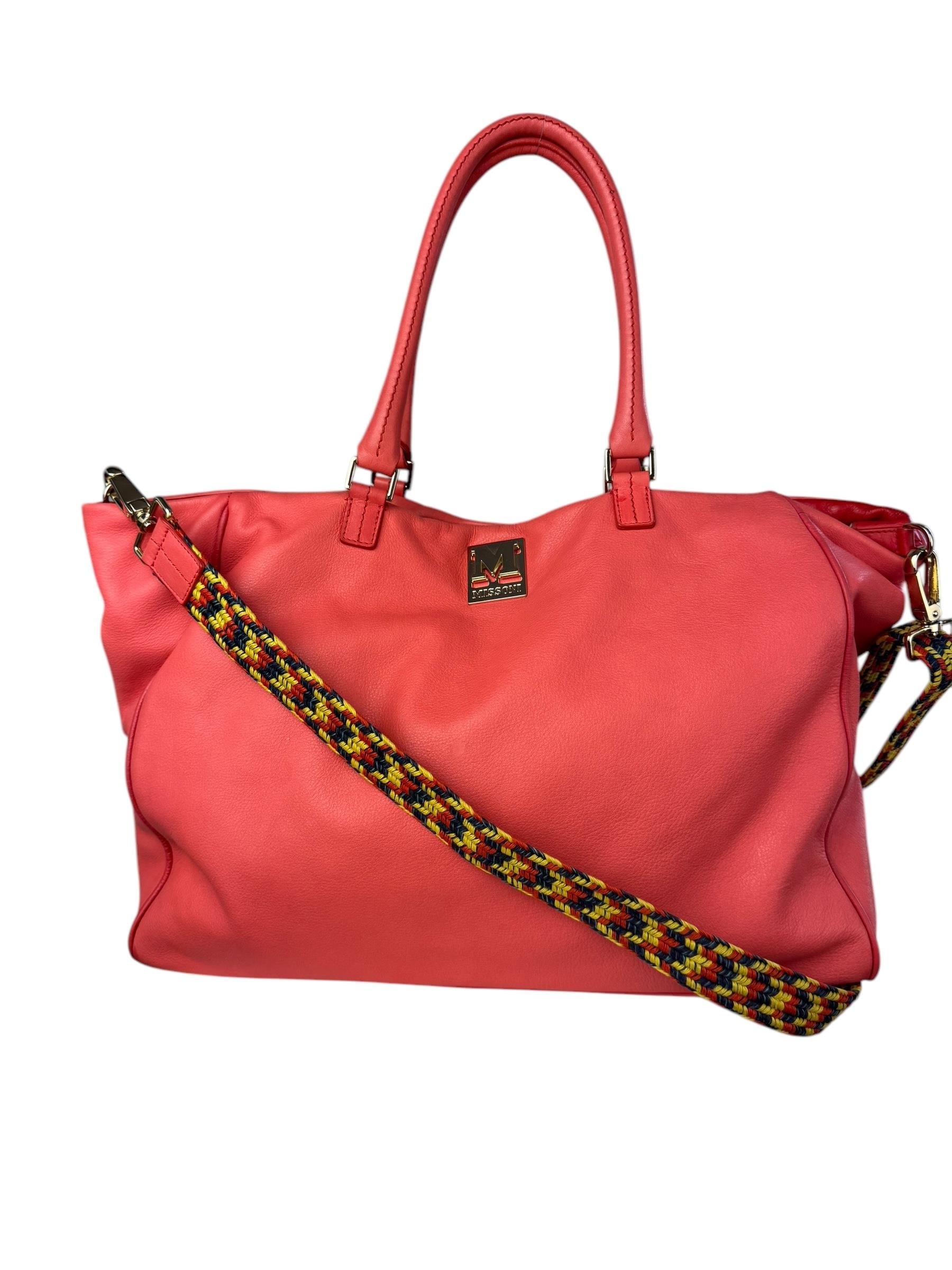 MISSONI PINK LEATHER TOTE BAG