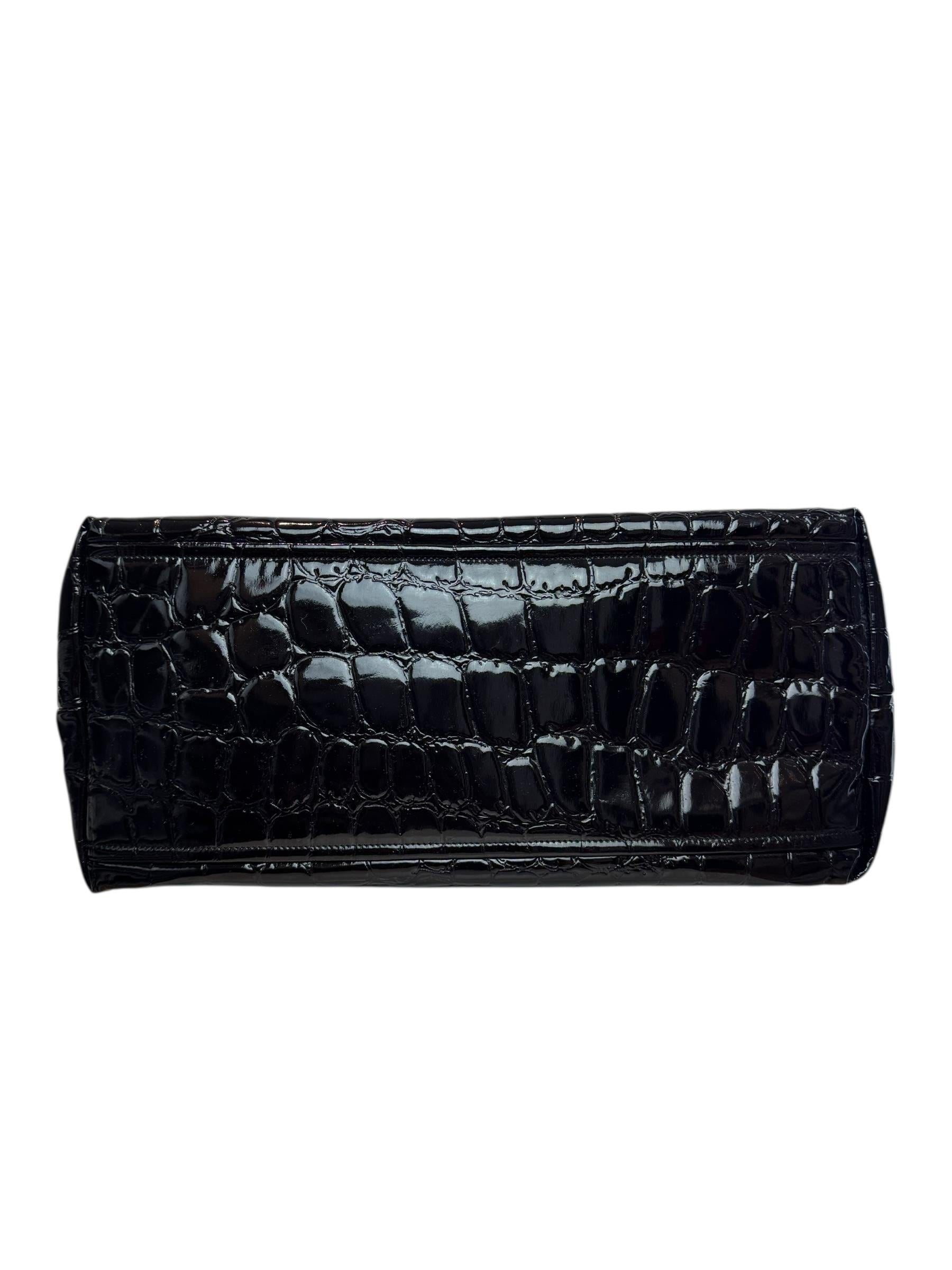 MIU MIU BLACK EXOTIC LEATHER TOTE BAG