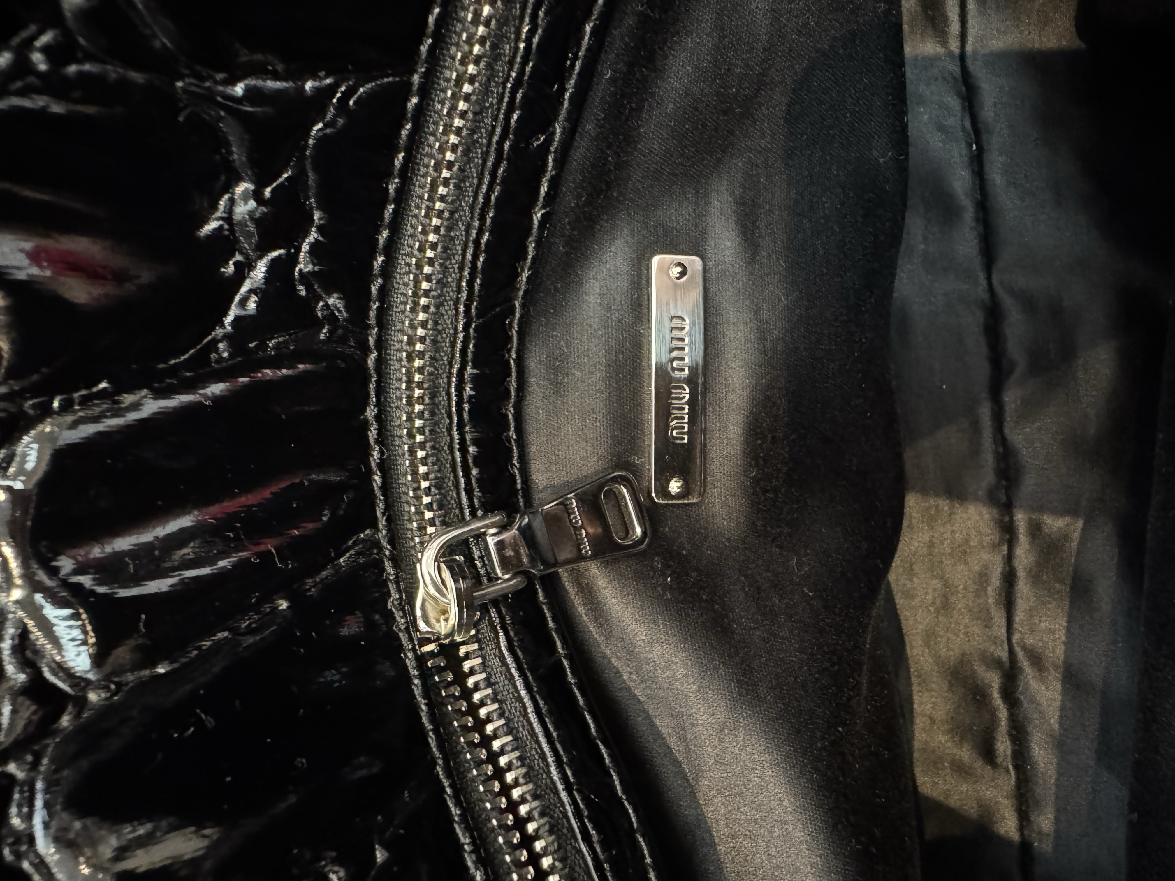 MIU MIU BLACK EXOTIC LEATHER TOTE BAG