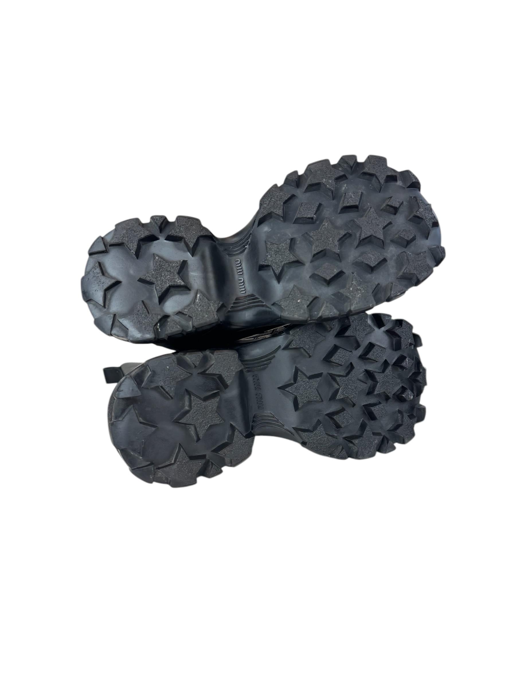 MIU MIU BLACK LACE UP COMBAT BOOTS