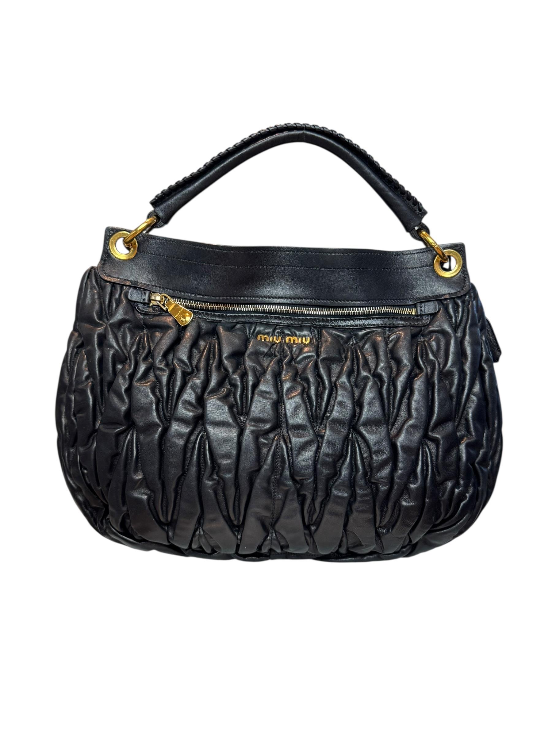 MIU MIU BLACK MATELASSE BAG