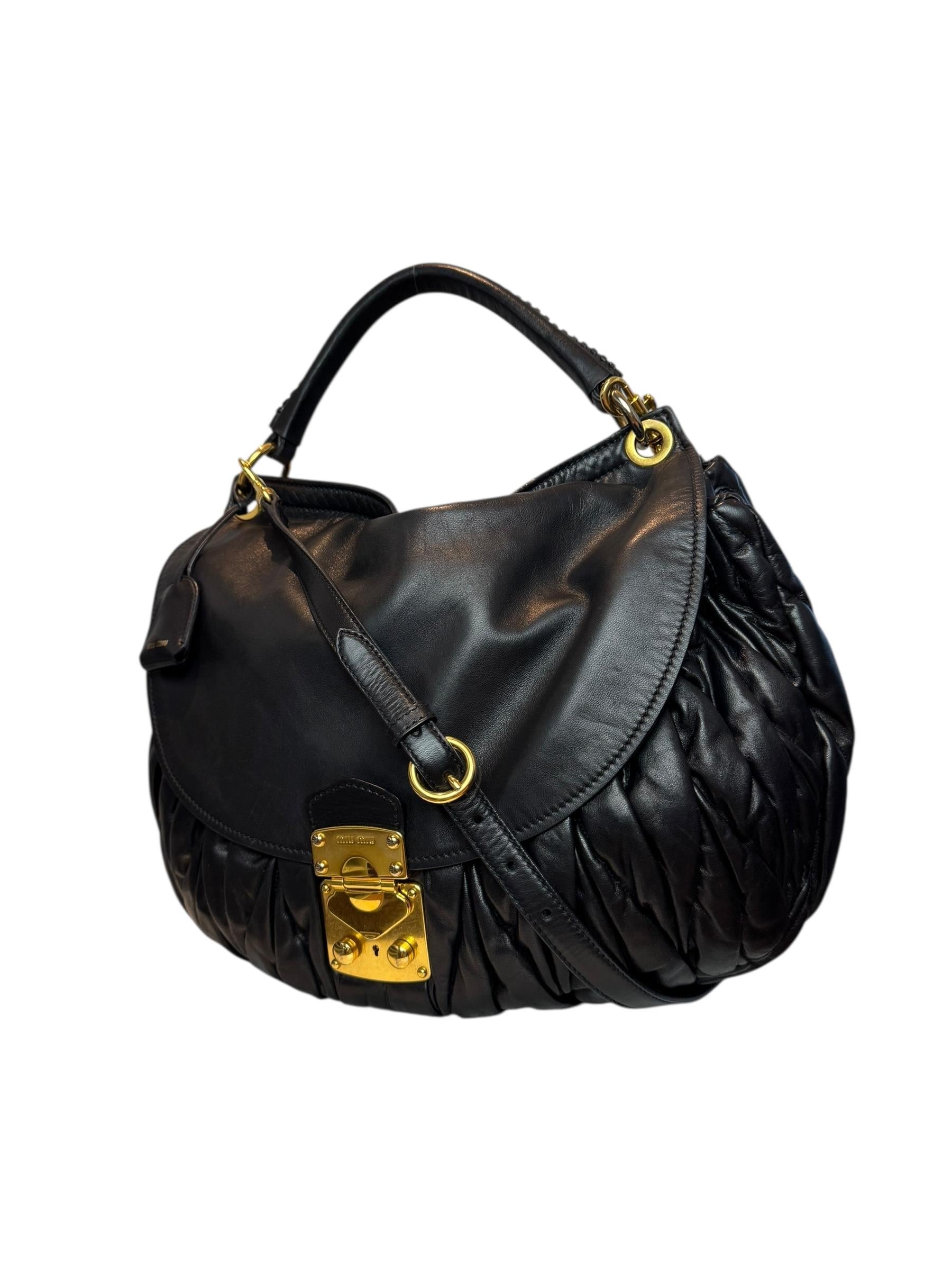 MIU MIU BLACK MATELASSE BAG