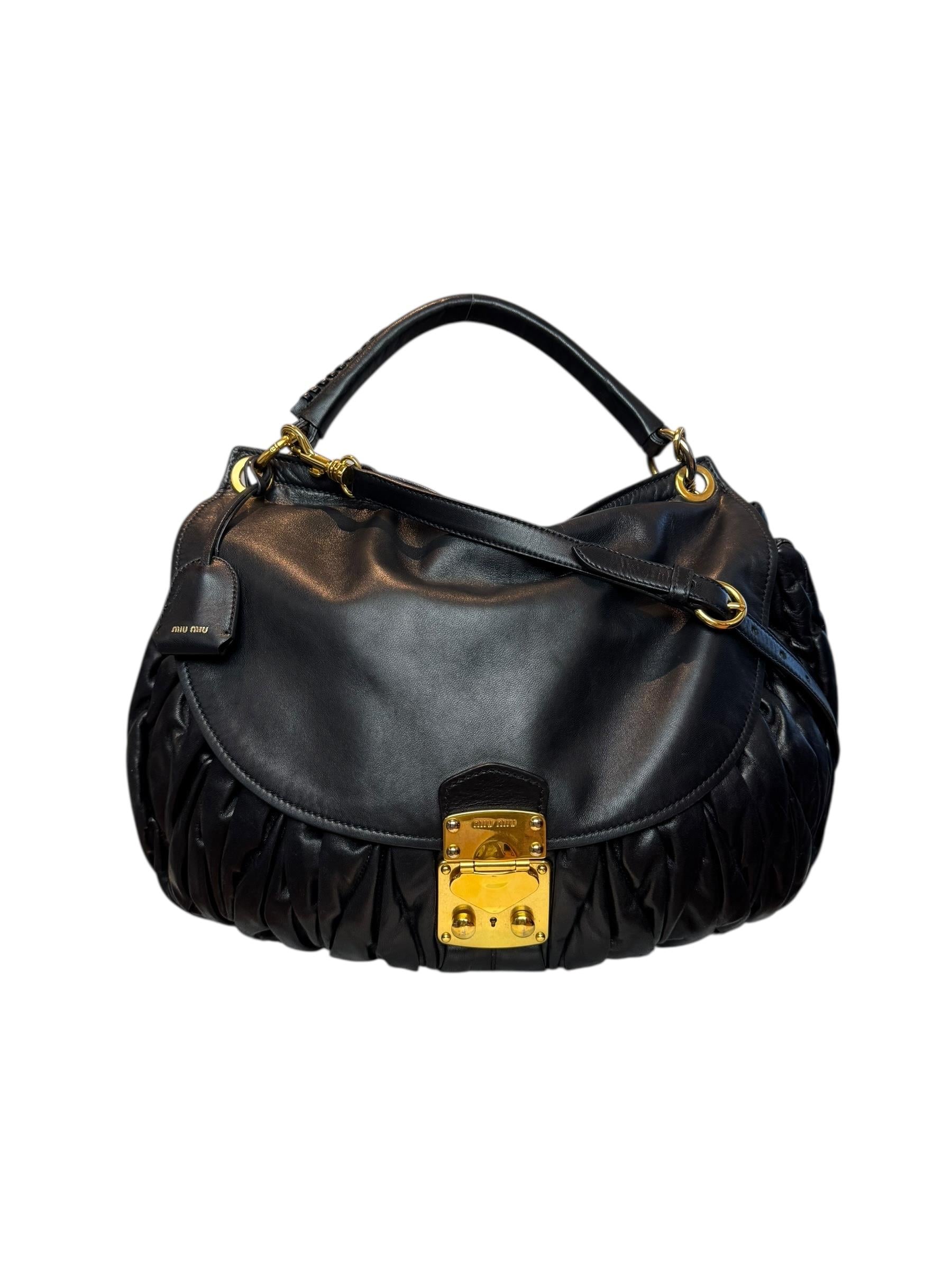 MIU MIU BLACK MATELASSE BAG