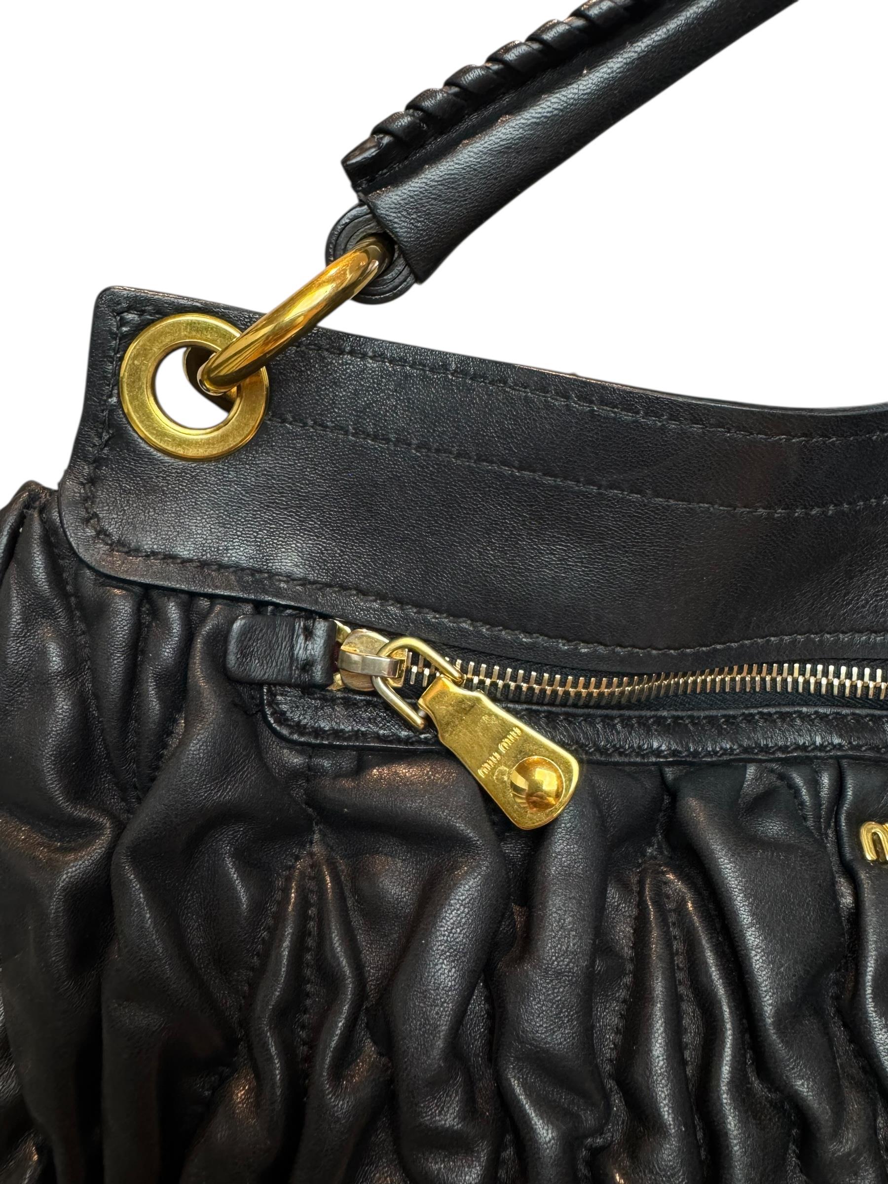 MIU MIU BLACK MATELASSE BAG