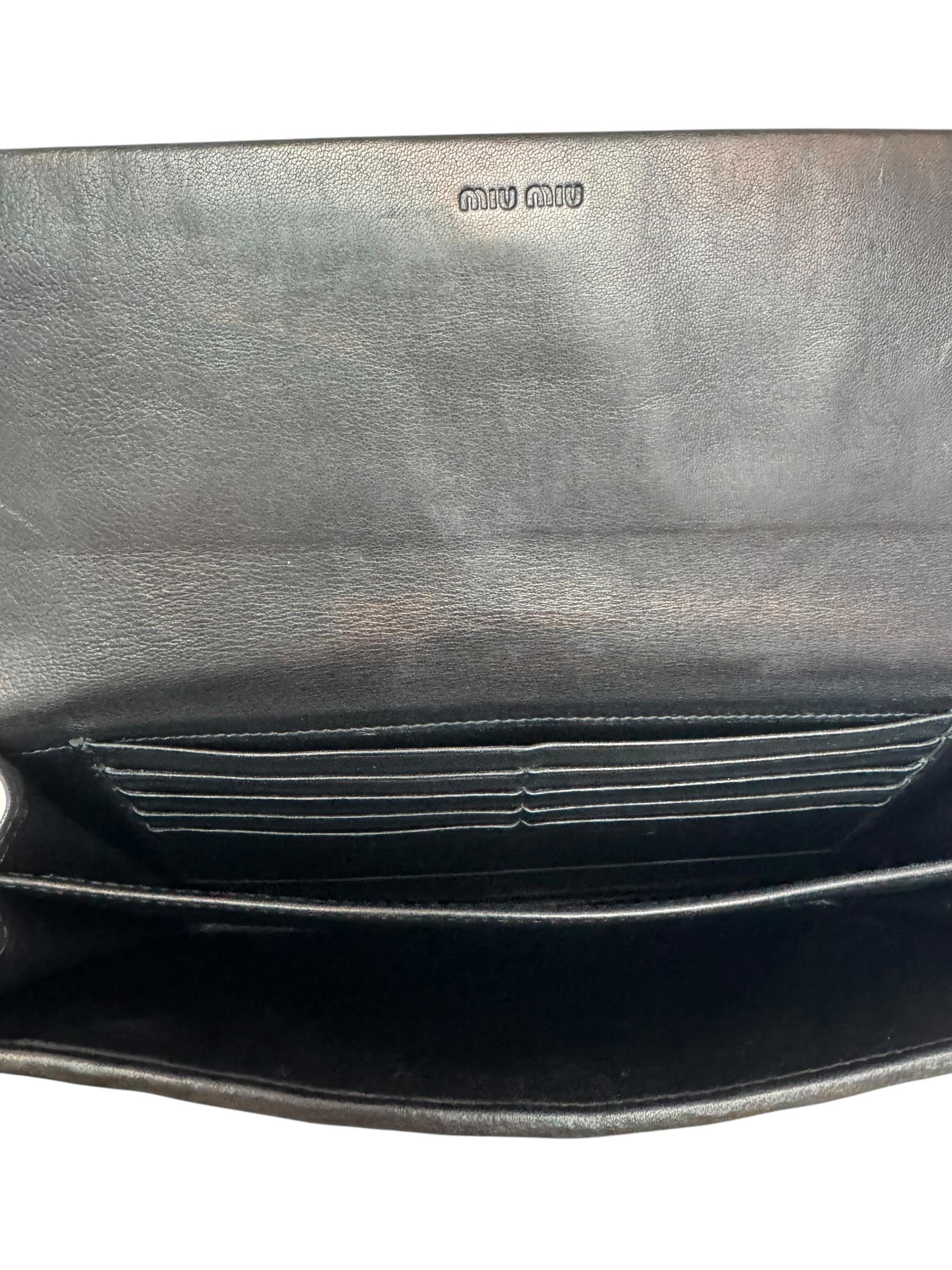 MIU MIU BLACK MATELASSE CLUTCH BAG