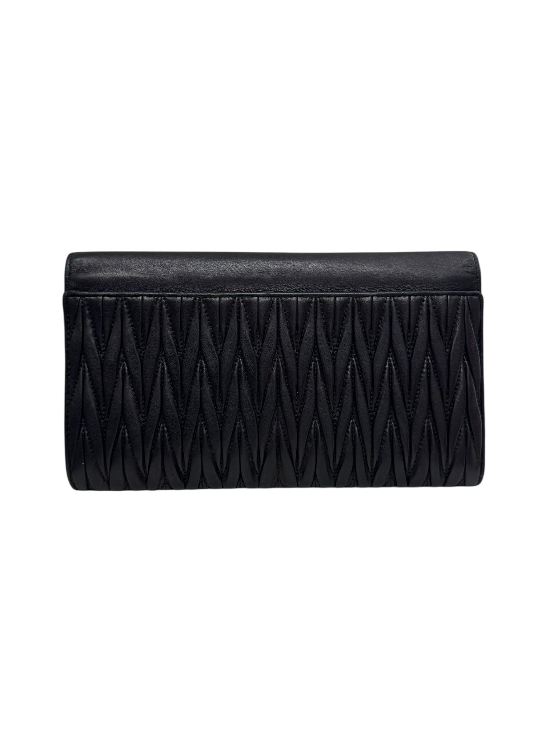 MIU MIU BLACK MATELASSE CLUTCH BAG