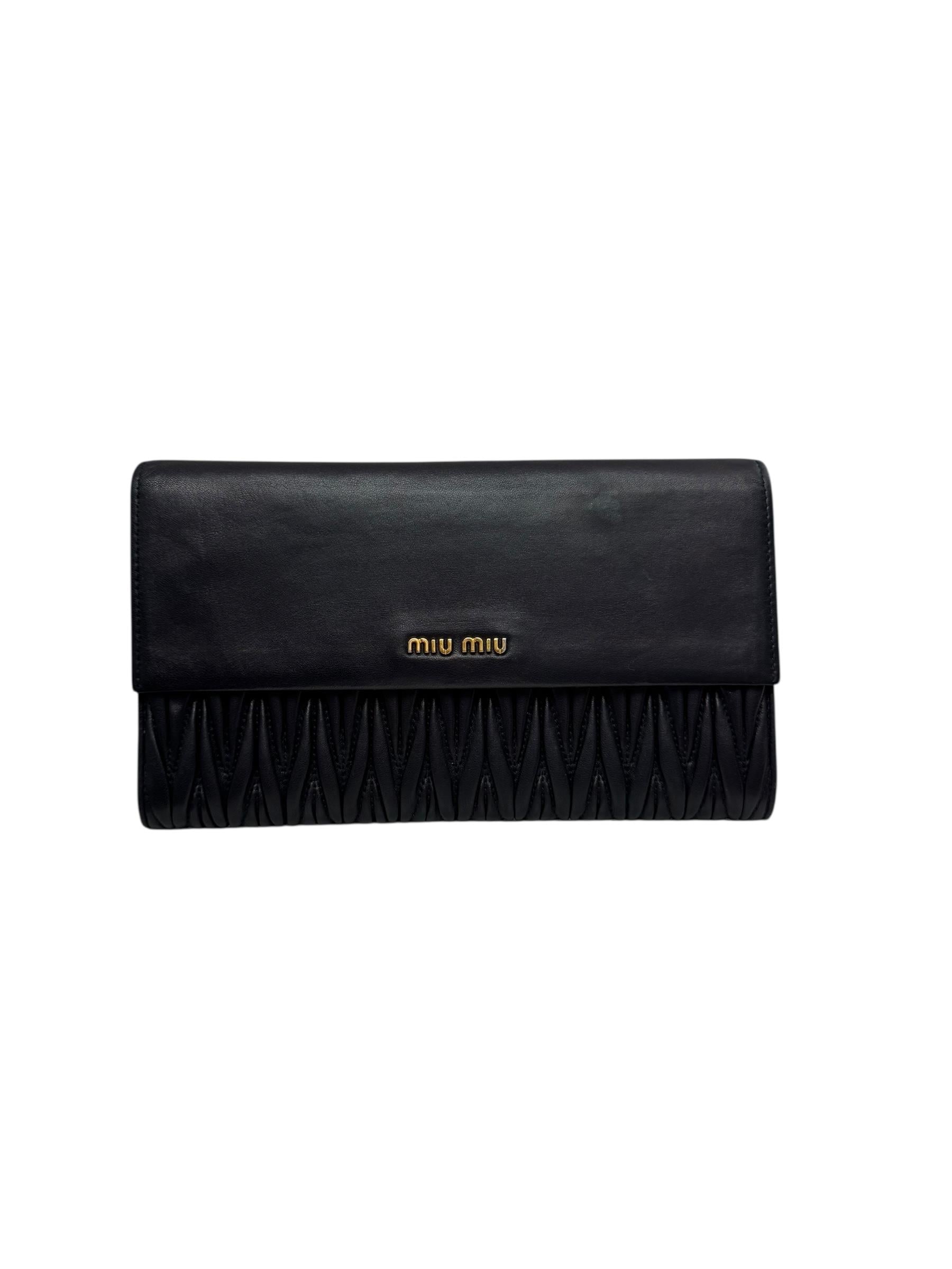 MIU MIU BLACK MATELASSE CLUTCH BAG