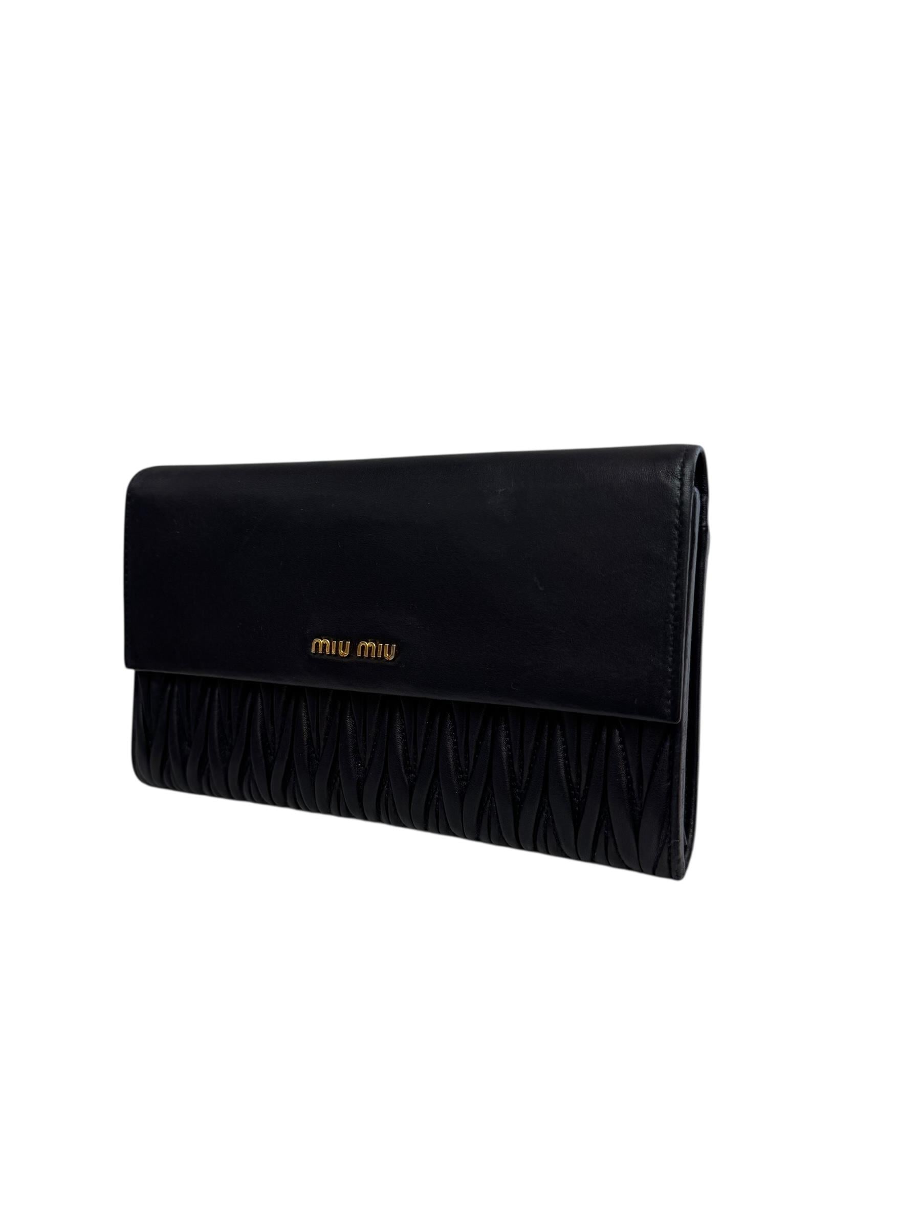 MIU MIU BLACK MATELASSE CLUTCH BAG