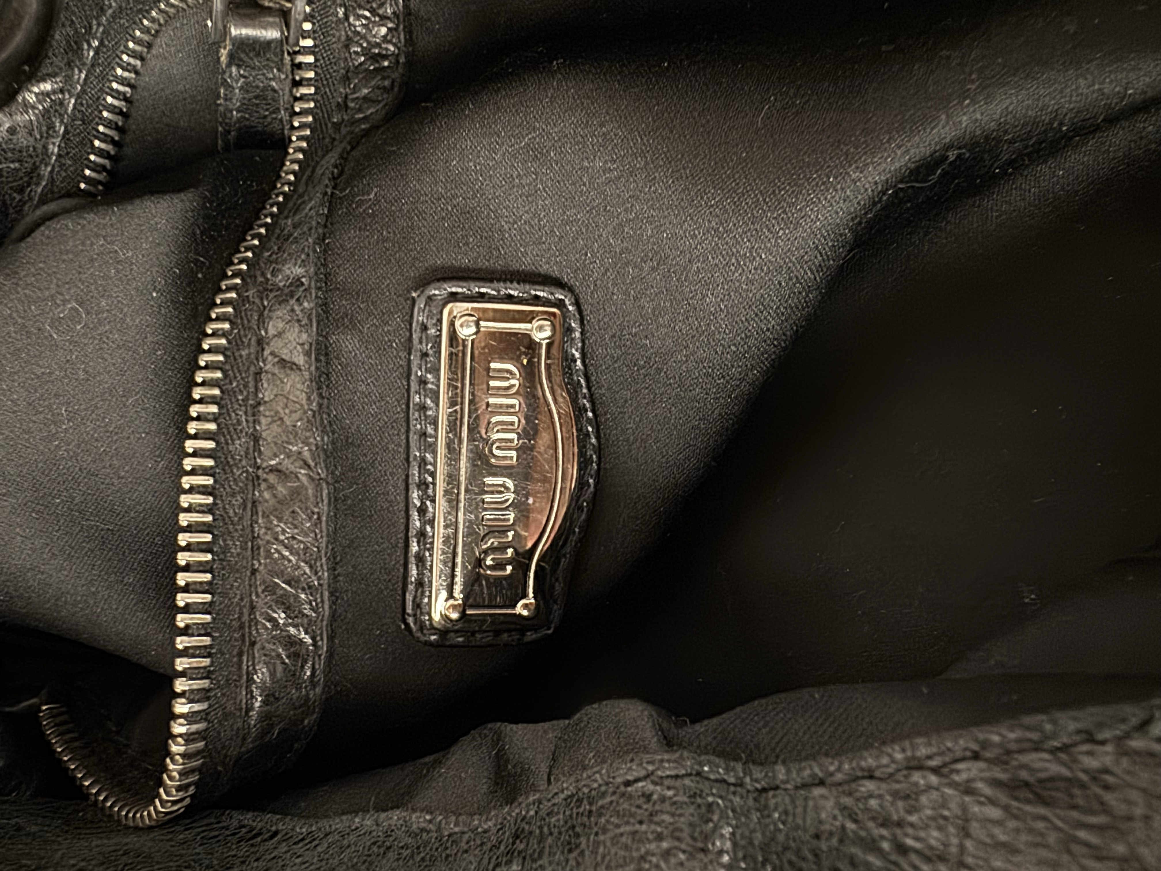 MIU MIU BLACK MATELASSE TOTE BAG