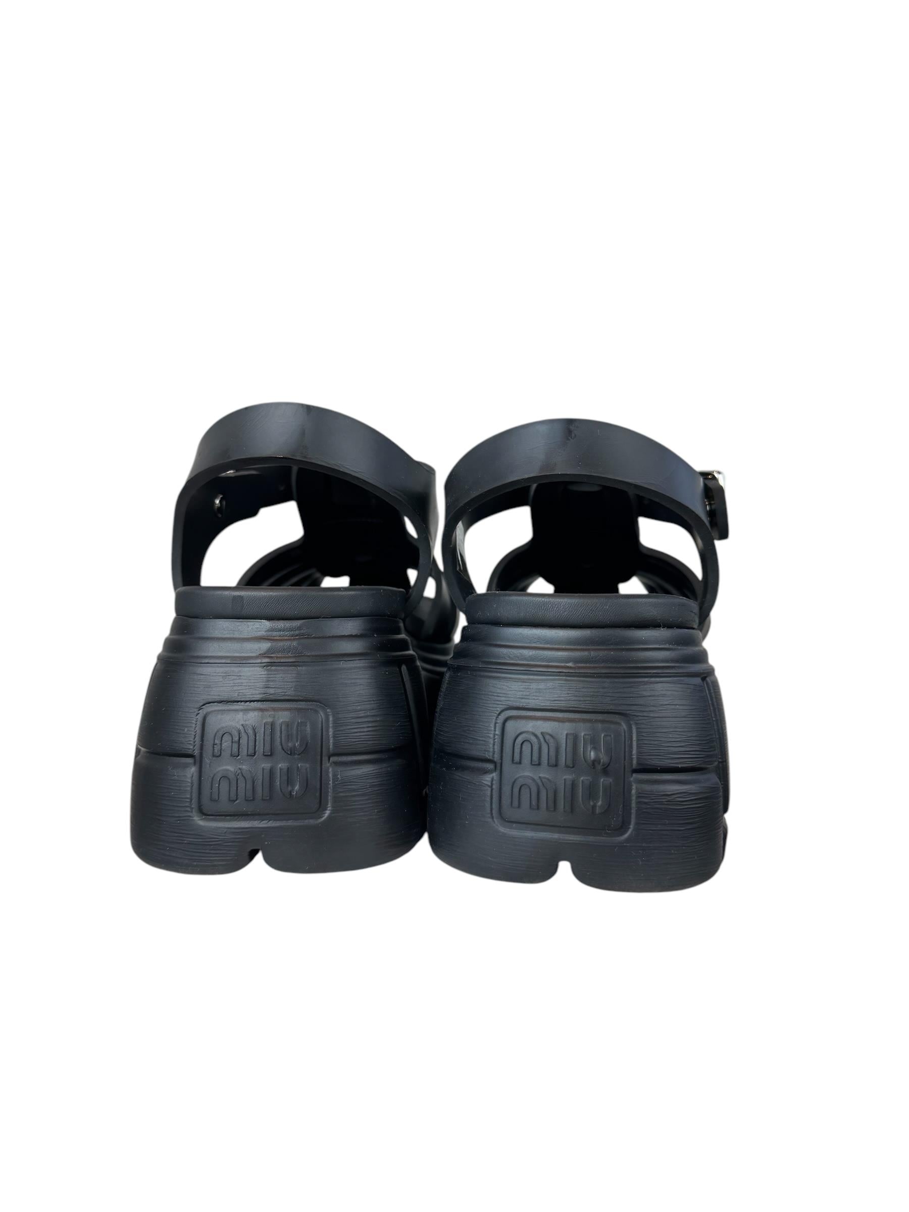 MIU MIU BLACK RUBBER SANDALS