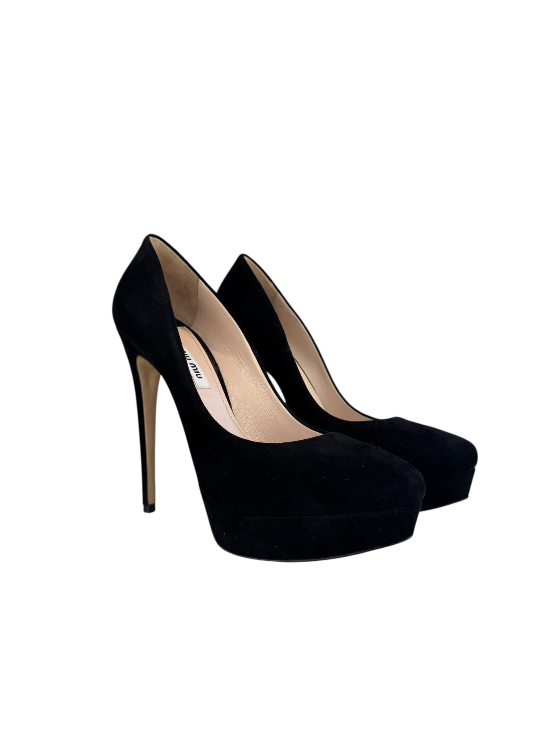 MIU MIU BLACK SUEDE HIGH HEELS
