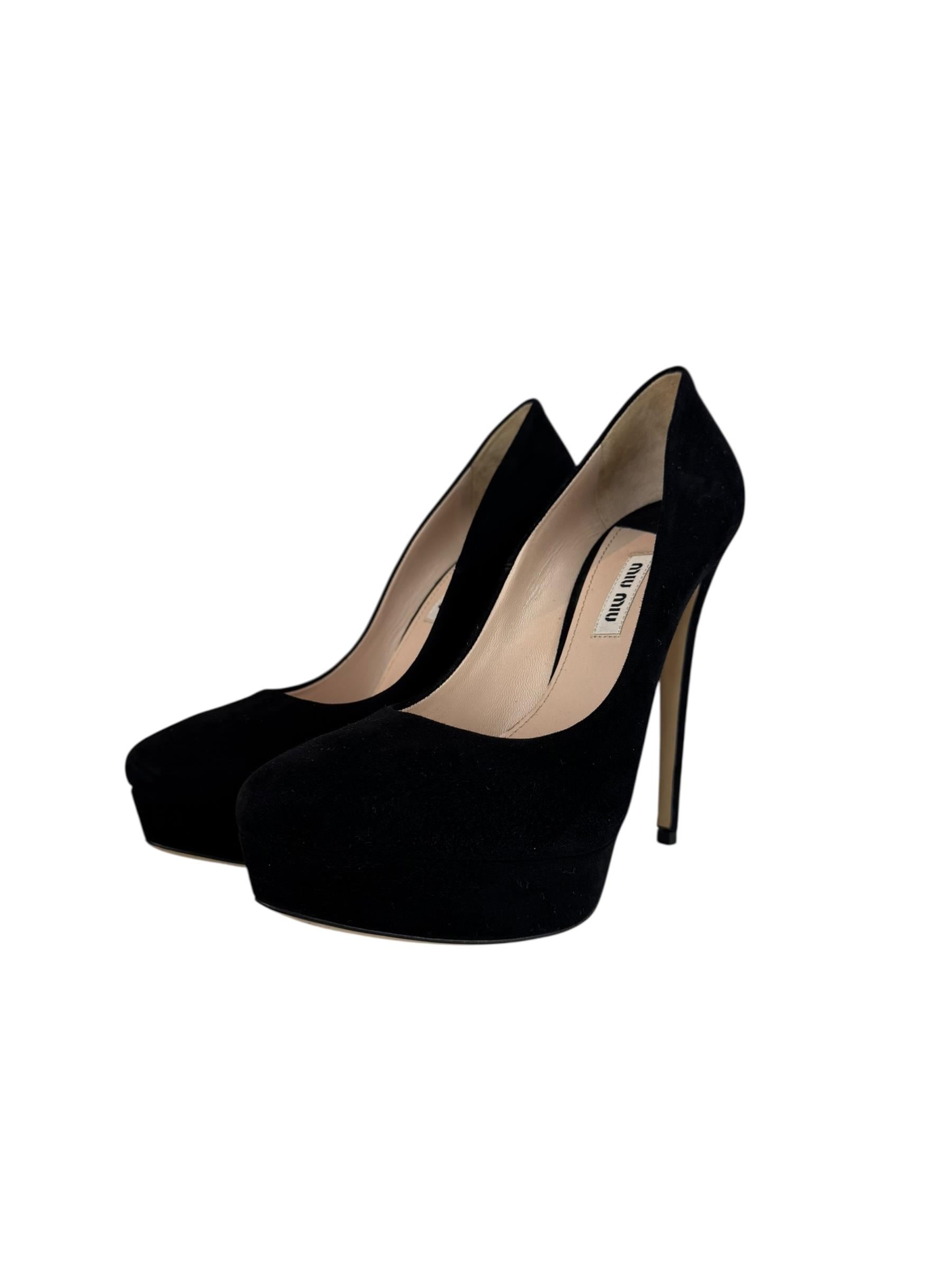 MIU MIU BLACK SUEDE HIGH HEELS