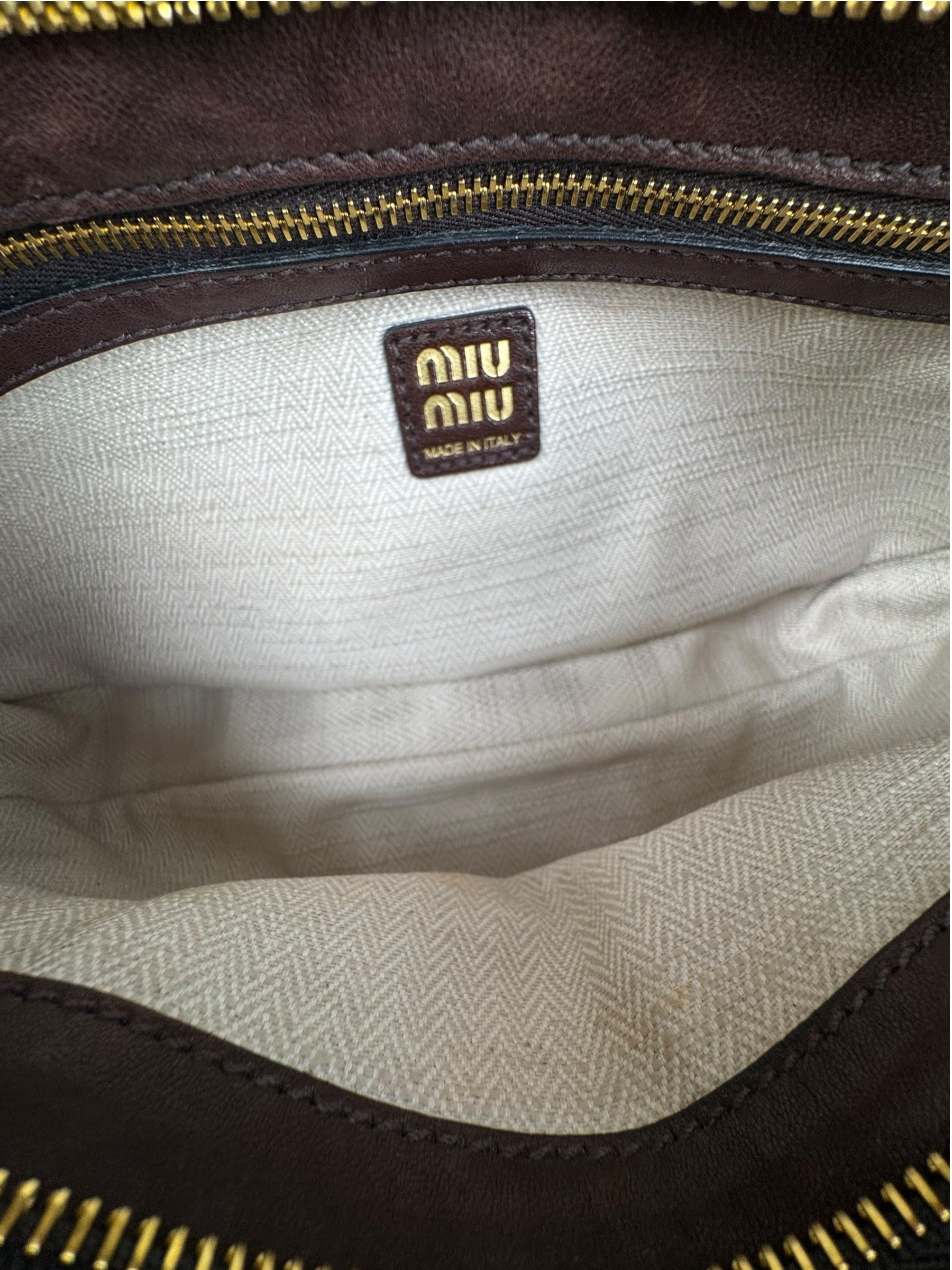 MIU MIU BROWN LEATHER AVENTURE BAG