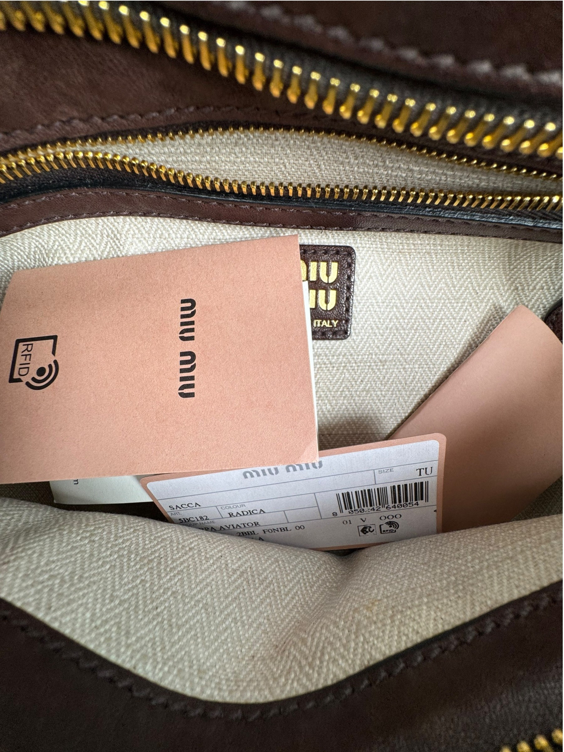 MIU MIU BROWN LEATHER AVENTURE BAG