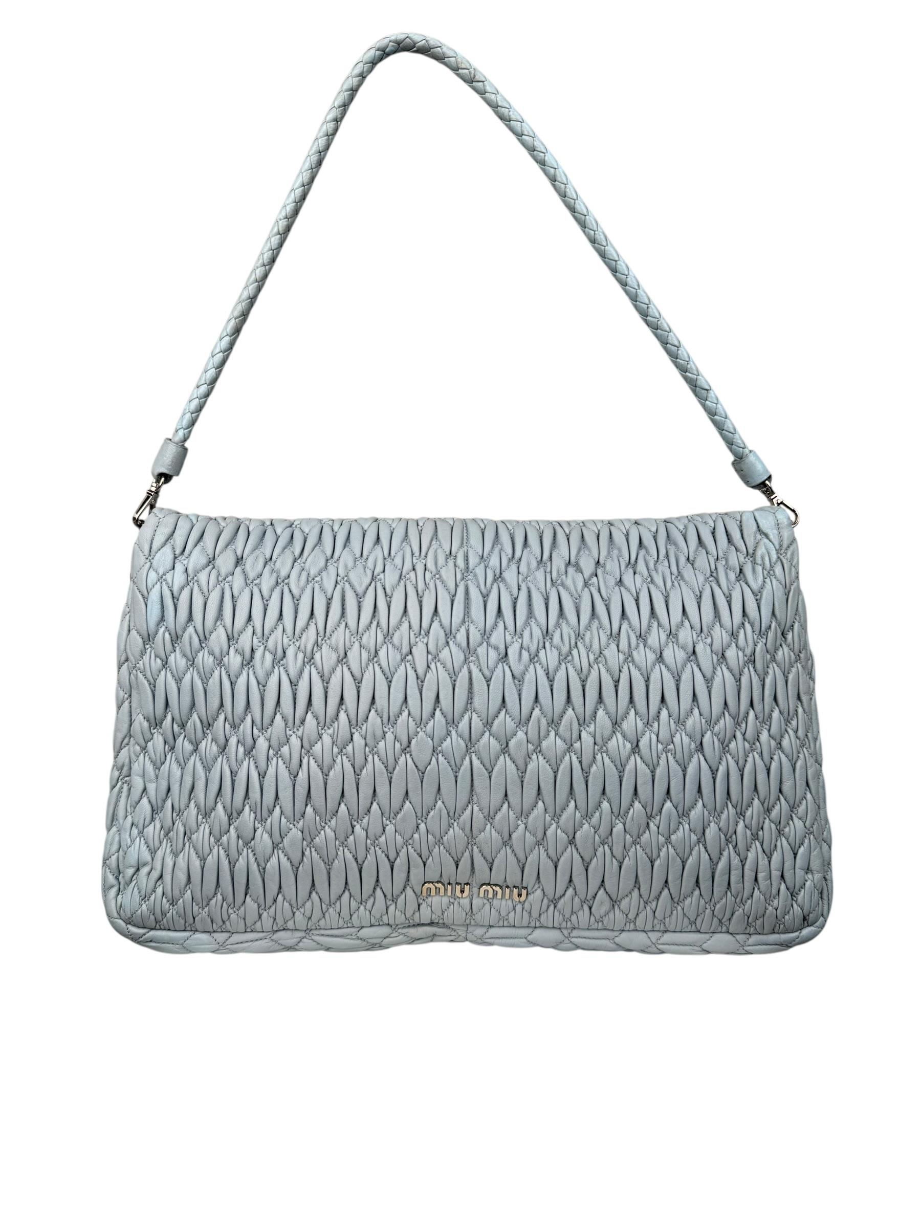 MIU MIU CRYSTAL EMBELLISHED MATELASSE FLAP BAG