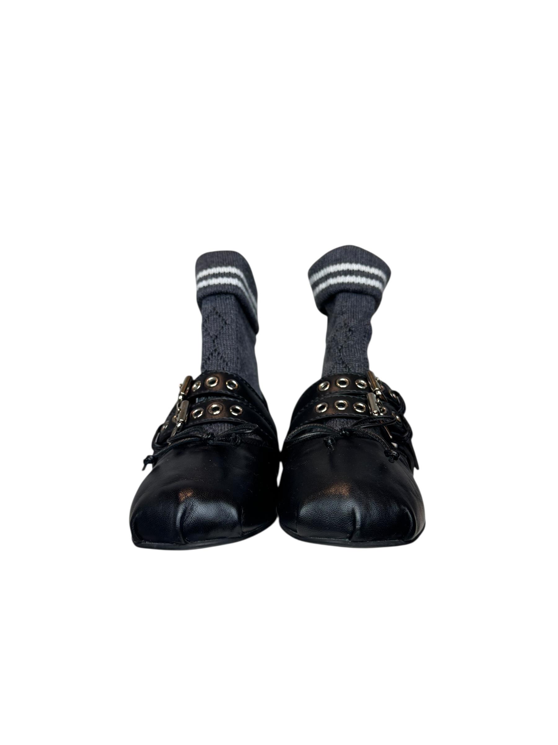 MIU MIU GRAY SOCK BALLET FLATS