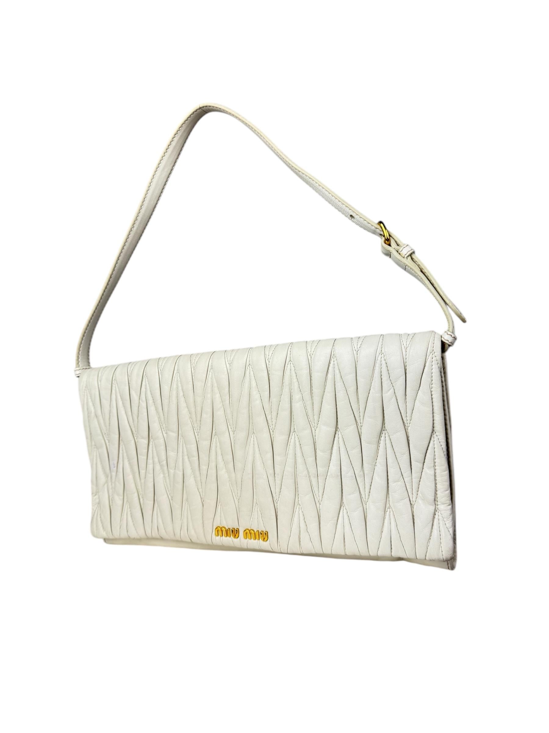 MIU MIU IVORY MATELASSE CLUTCH BAG