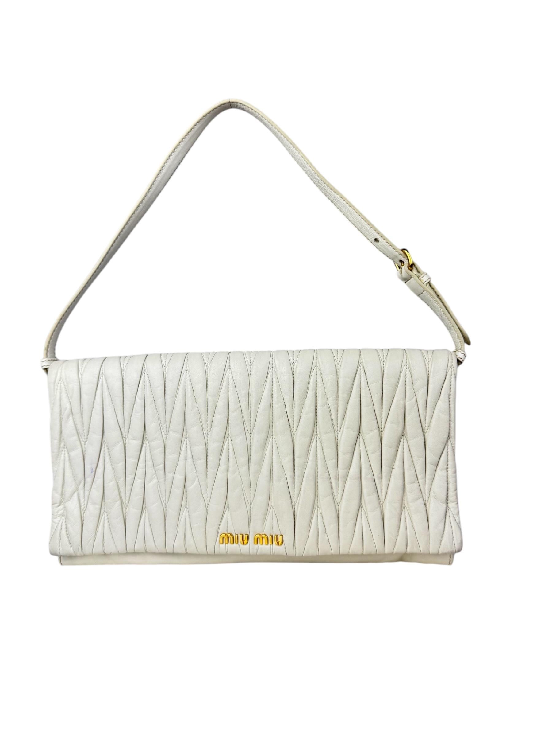 MIU MIU IVORY MATELASSE CLUTCH BAG