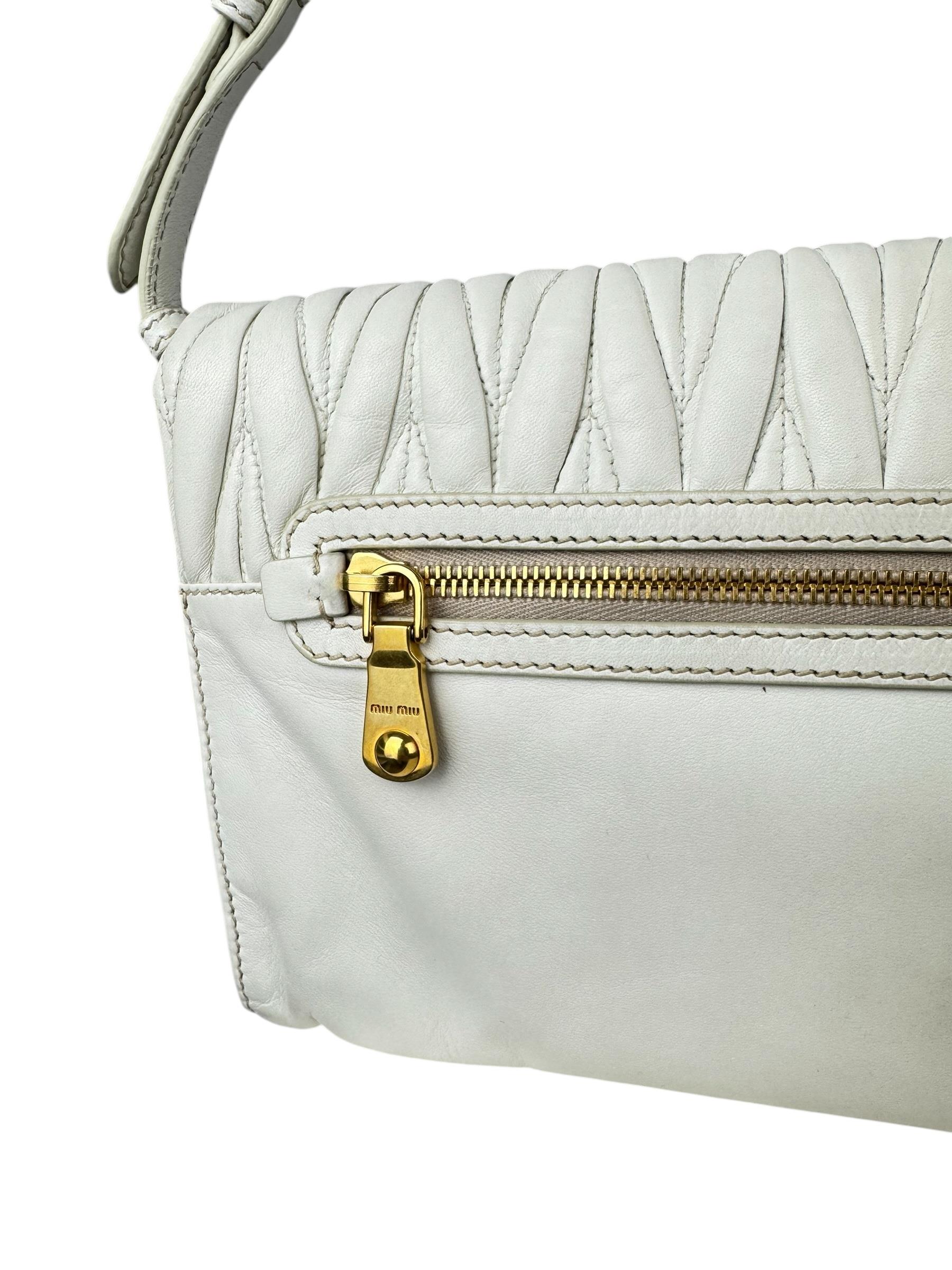 MIU MIU IVORY MATELASSE CLUTCH BAG