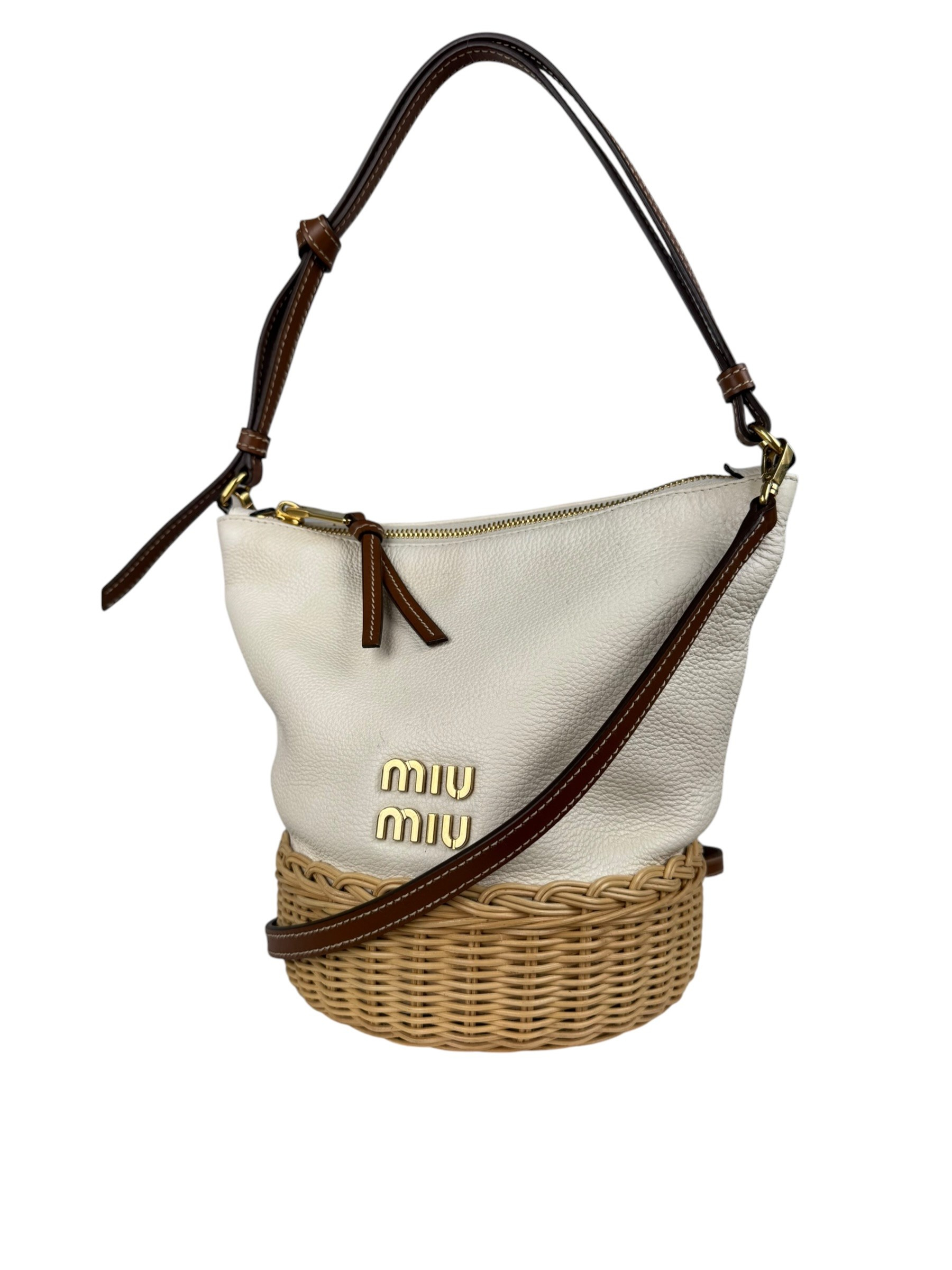 MIU MIU LEATHER BASKET BAG
