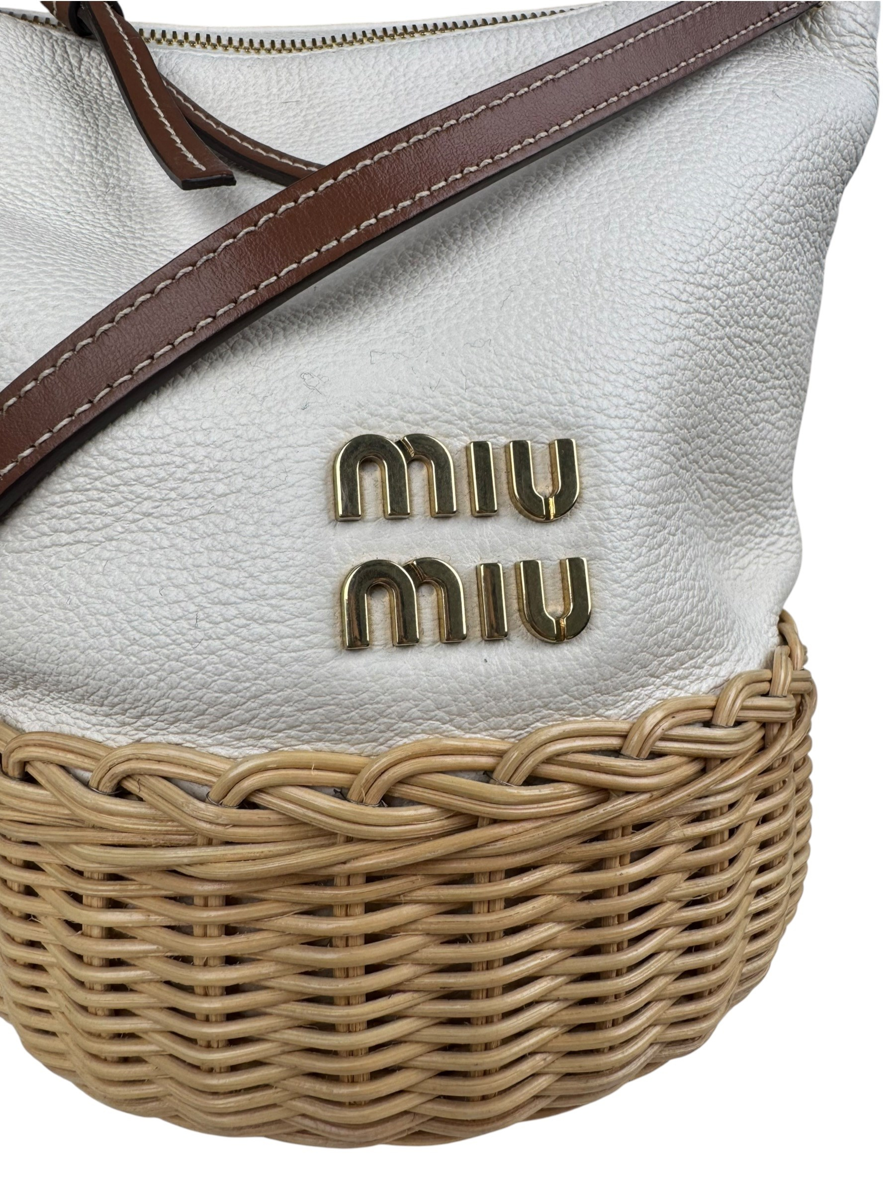 MIU MIU LEATHER BASKET BAG