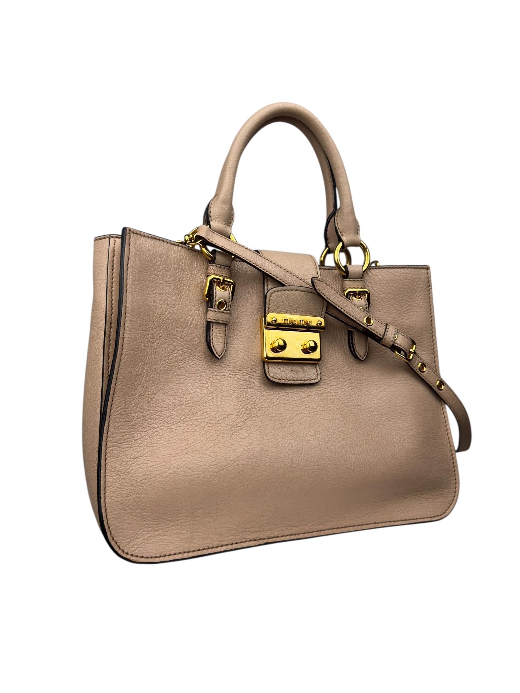 MIU MIU MADRAS PUSHLOCK TOTE BAG