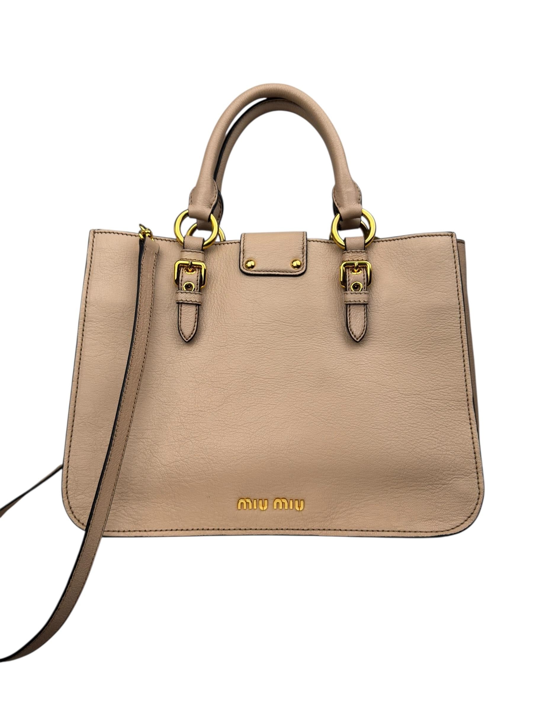 MIU MIU MADRAS PUSHLOCK TOTE BAG