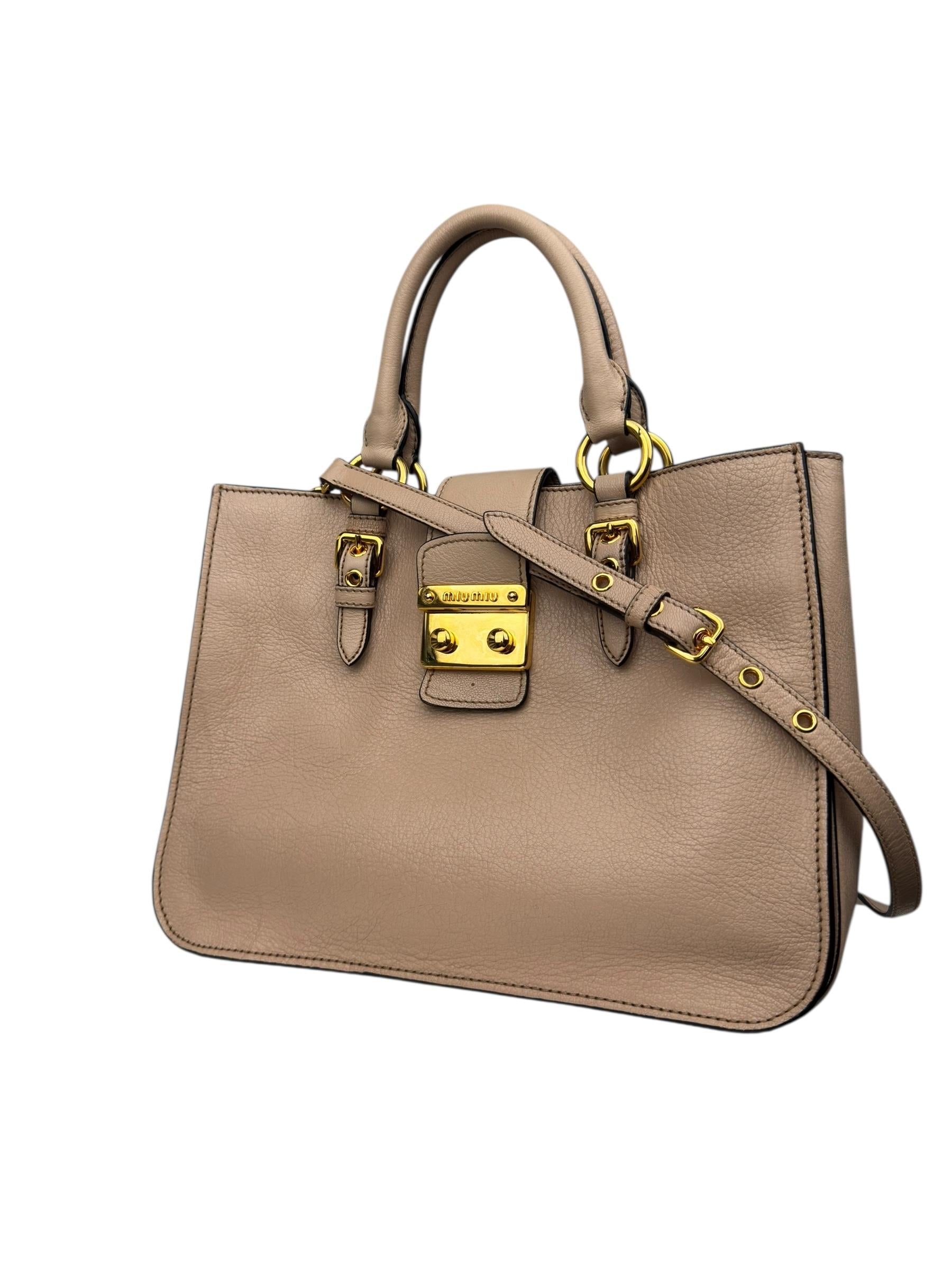 MIU MIU MADRAS PUSHLOCK TOTE BAG