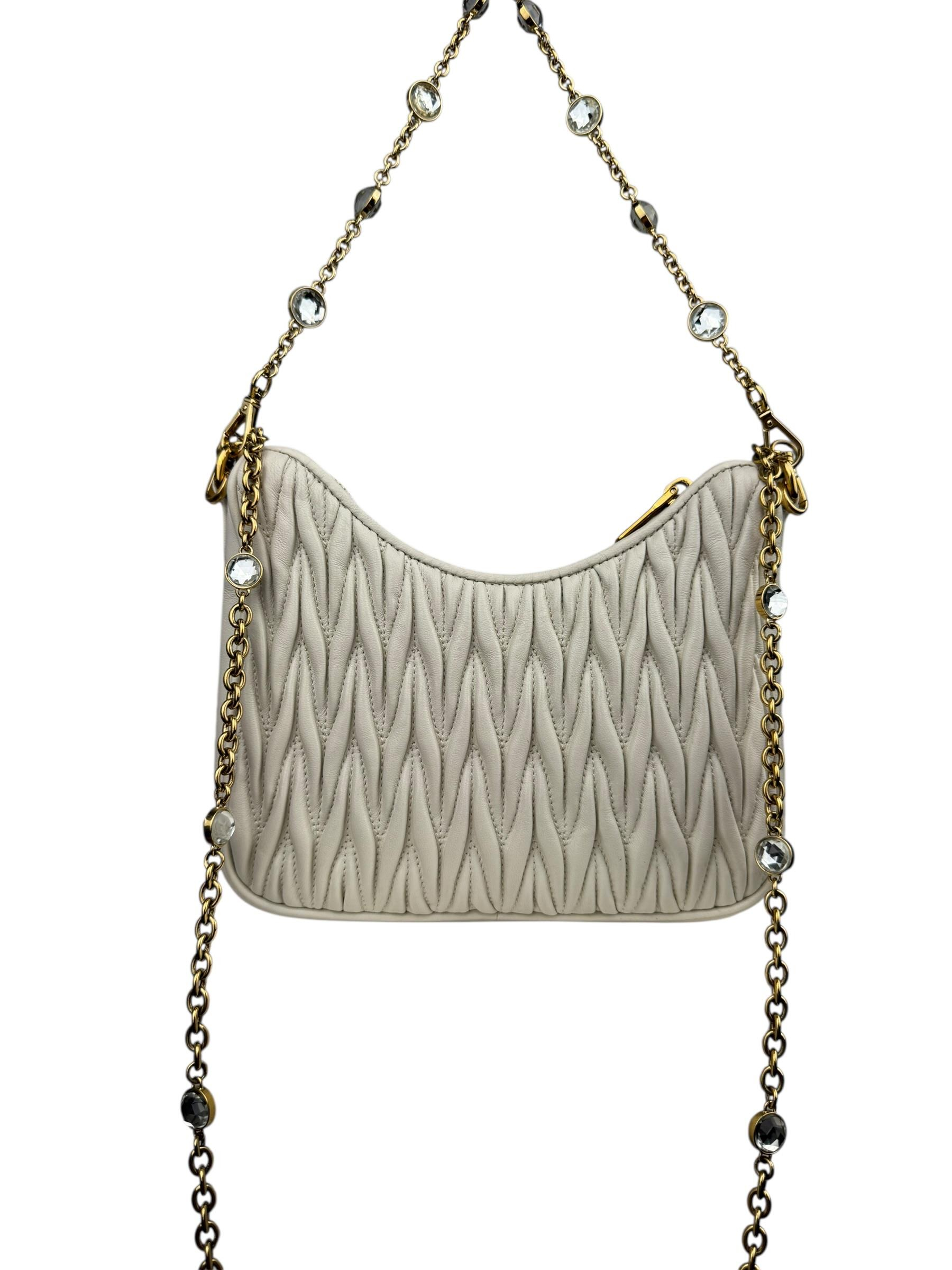 MIU MIU MATELASSE CRYSTAL CHAIN BAG