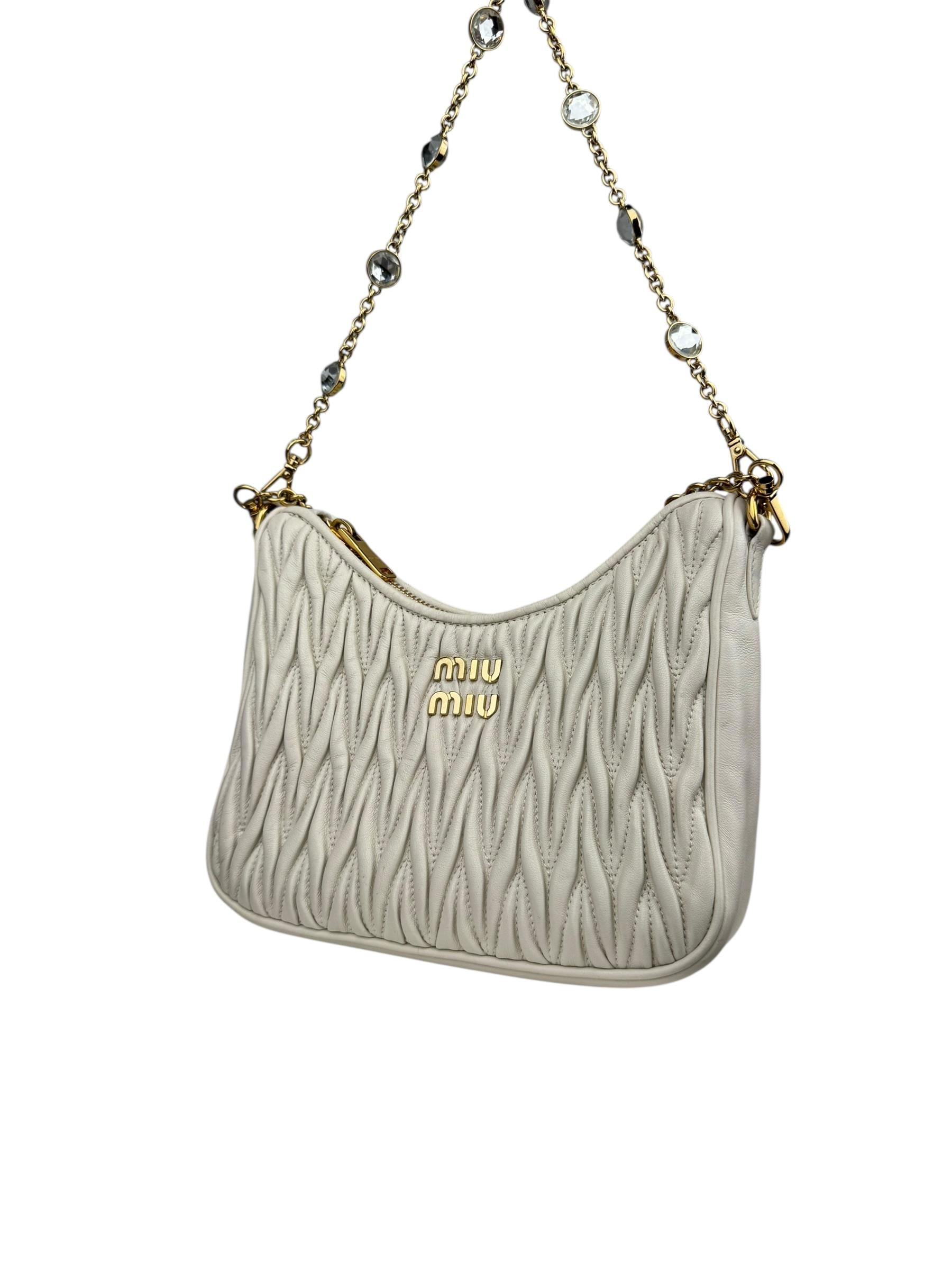 MIU MIU MATELASSE CRYSTAL CHAIN BAG