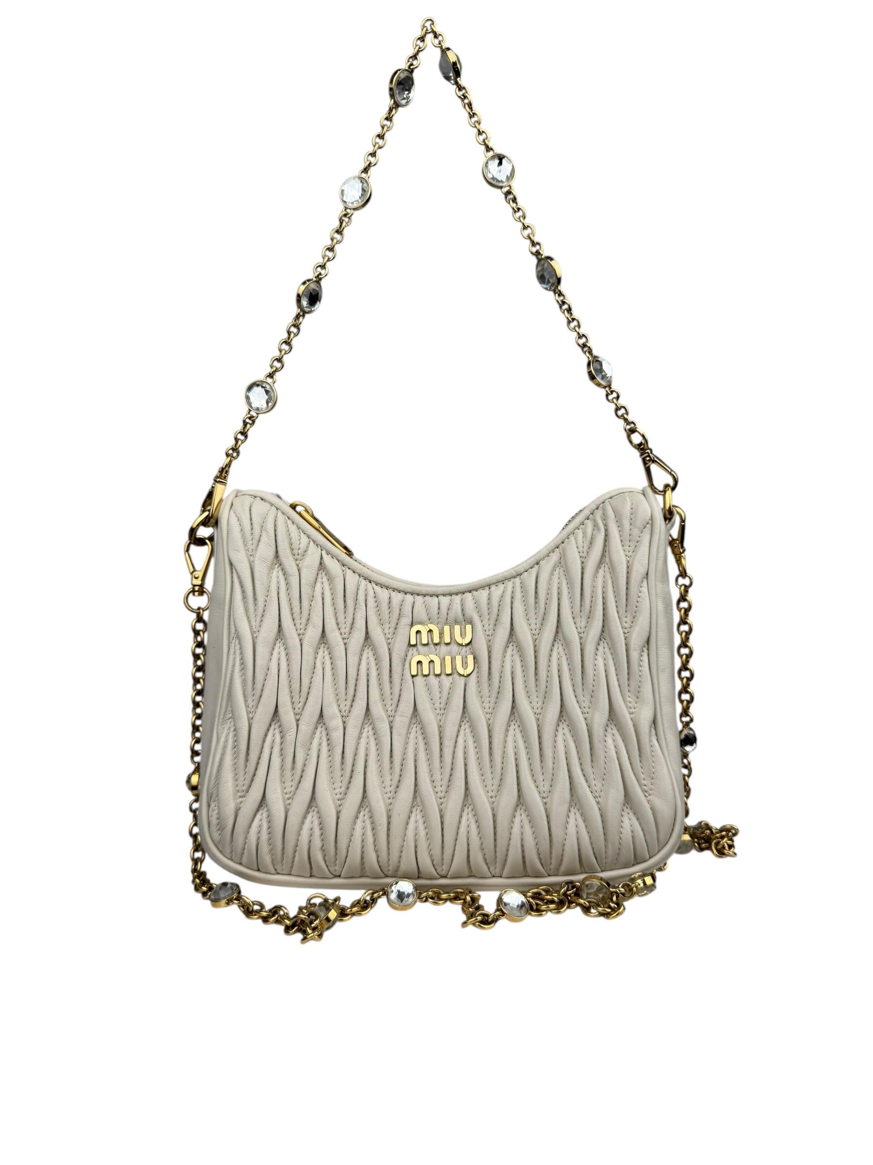 MIU MIU MATELASSE CRYSTAL CHAIN BAG