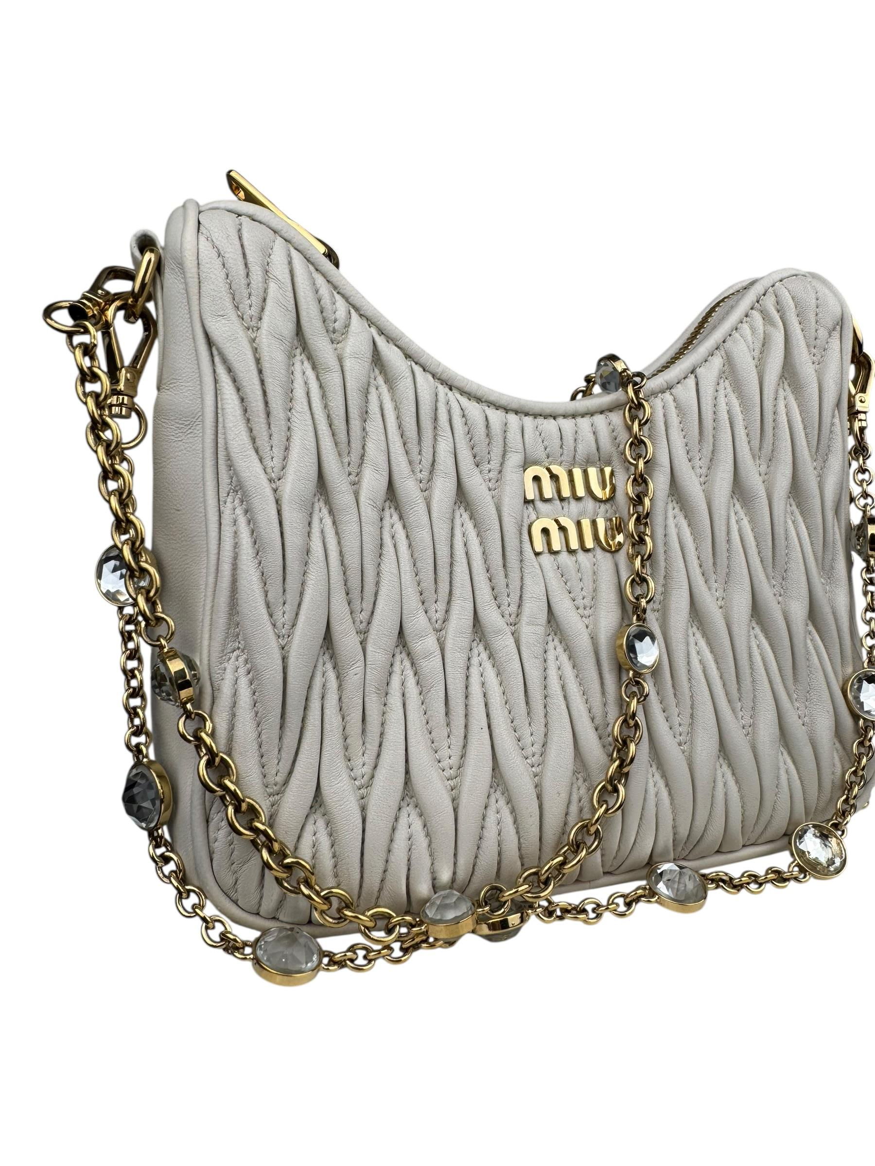 MIU MIU MATELASSE CRYSTAL CHAIN BAG