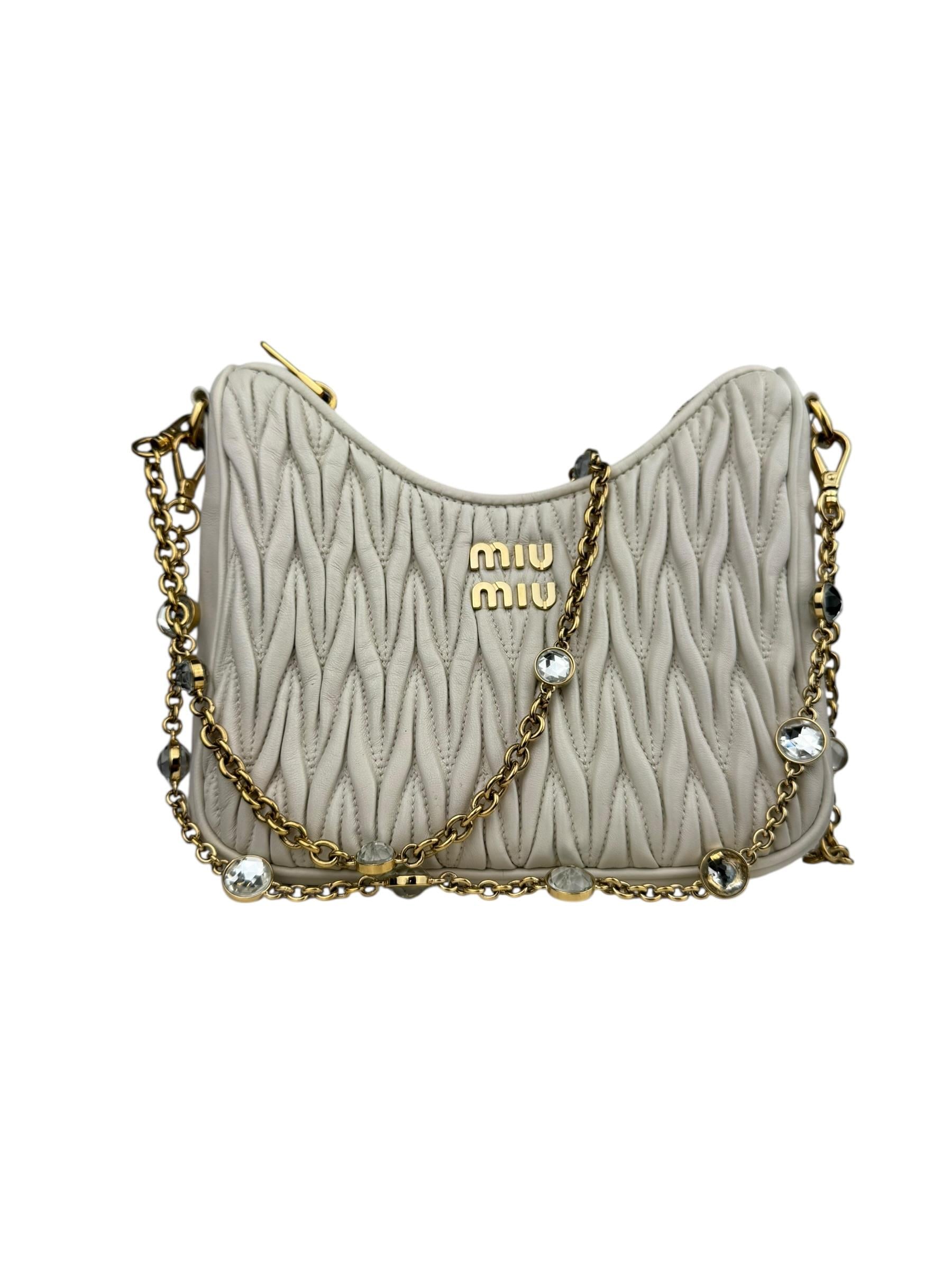 MIU MIU MATELASSE CRYSTAL CHAIN BAG