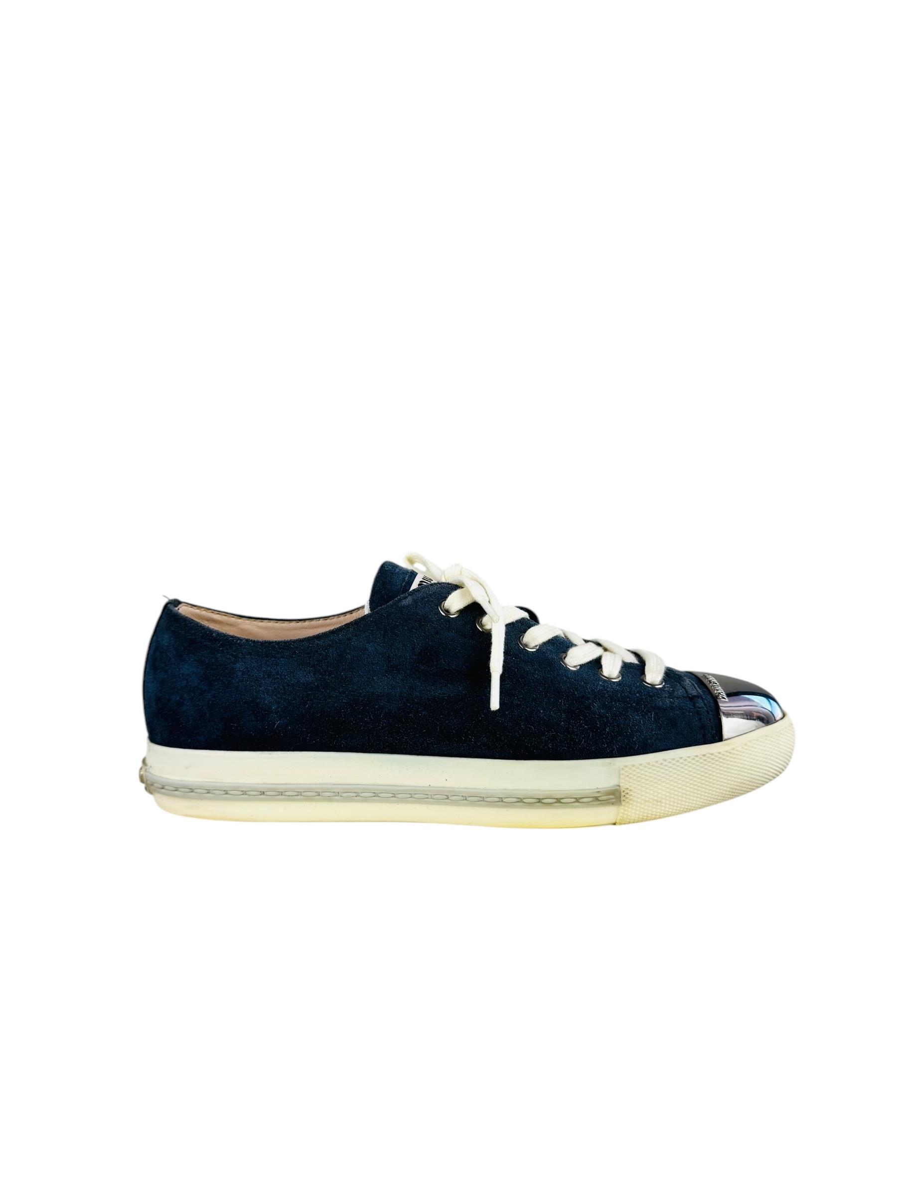 MIU MIU NAVY SUEDE SNEAKERS