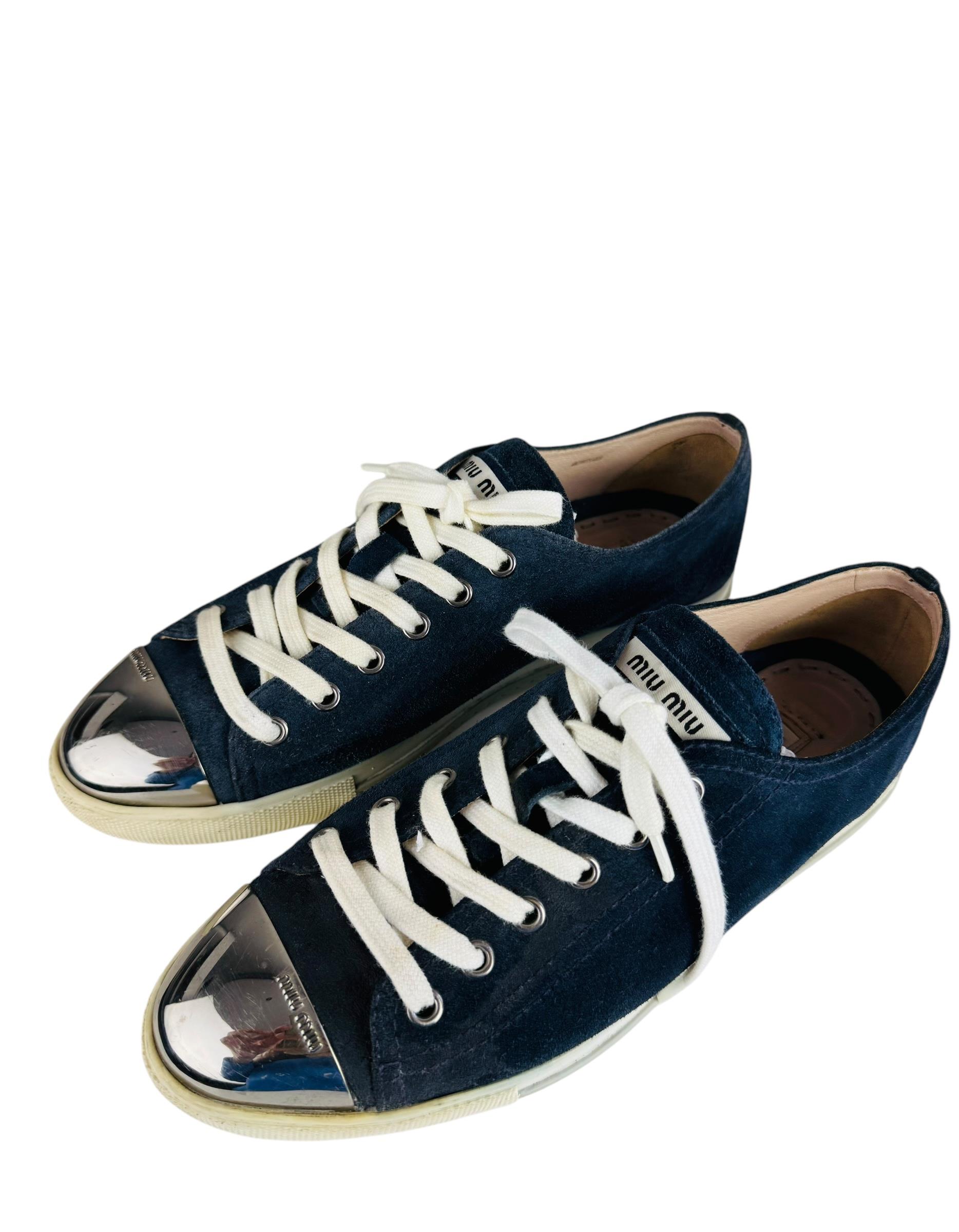MIU MIU NAVY SUEDE SNEAKERS