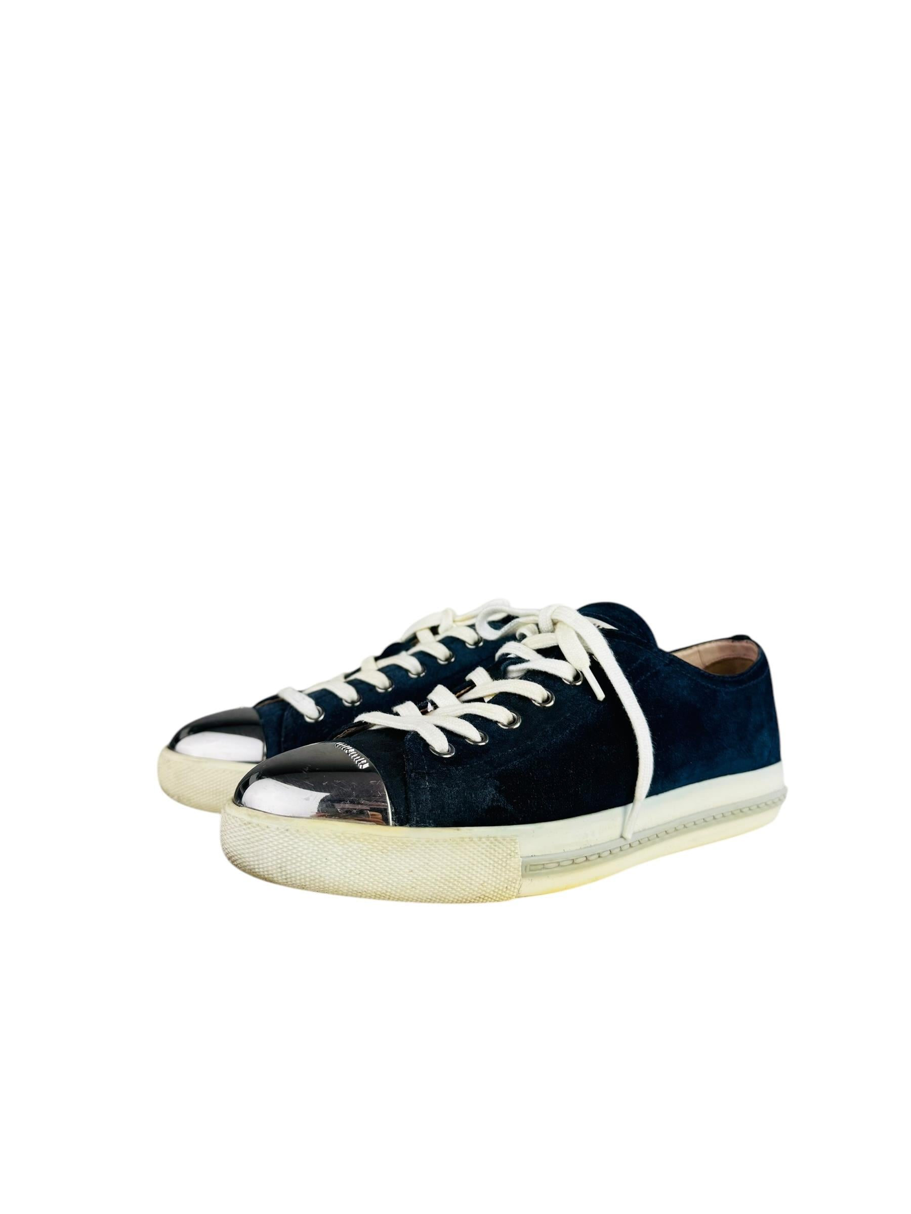 MIU MIU NAVY SUEDE SNEAKERS