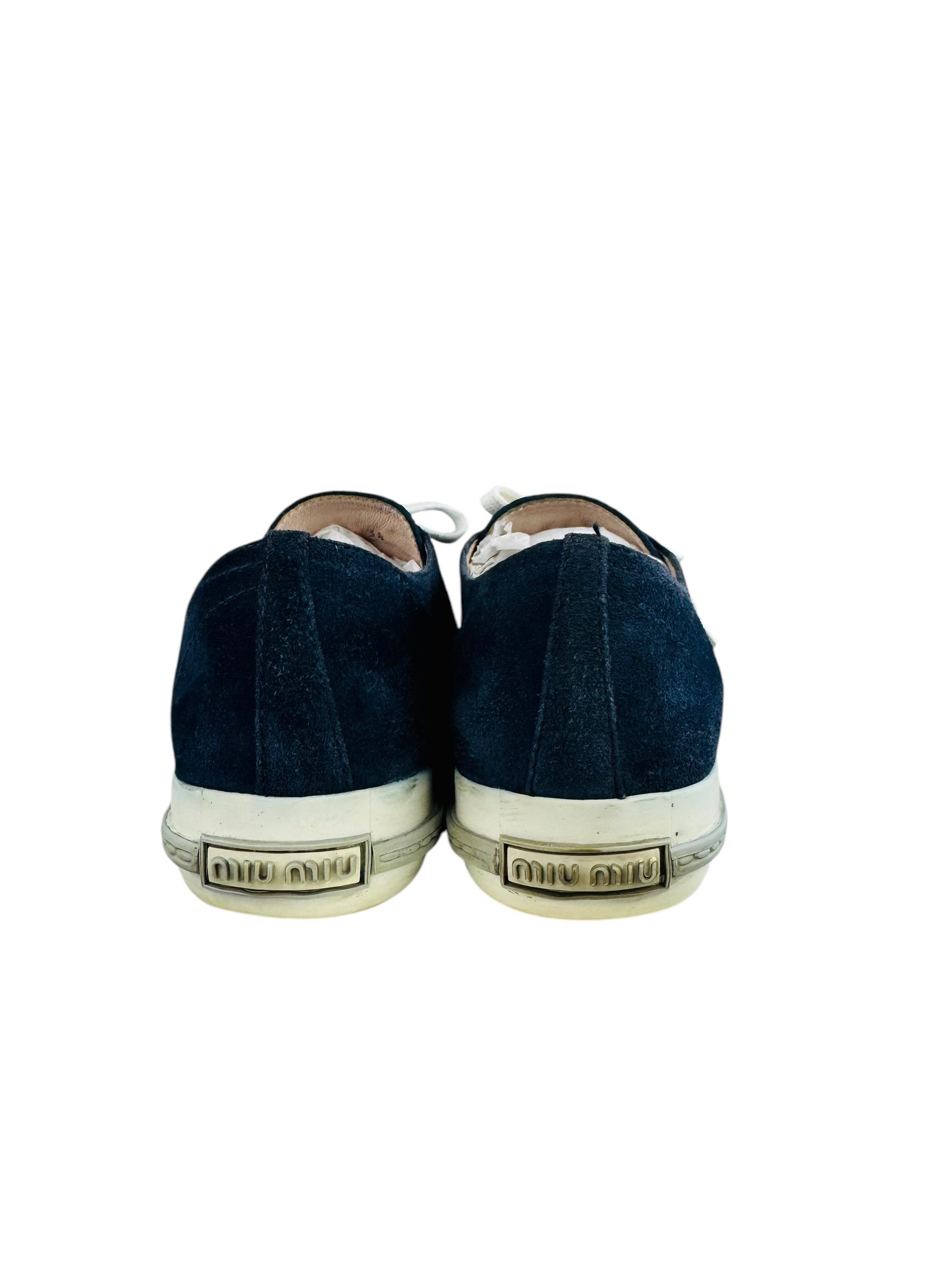 MIU MIU NAVY SUEDE SNEAKERS
